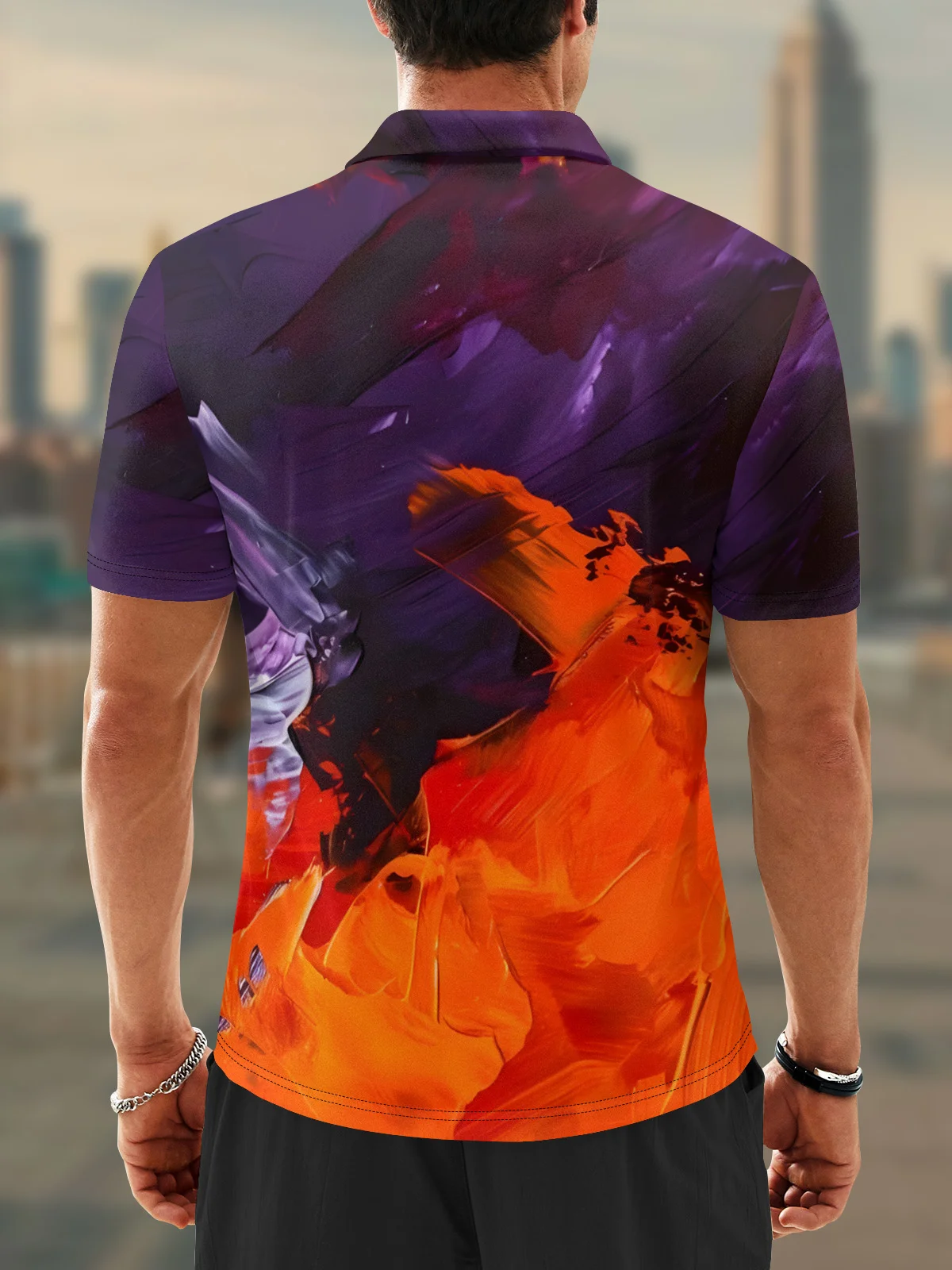 Moisture Wicking Artistic Abstract Watercolor Paint Golf Polo