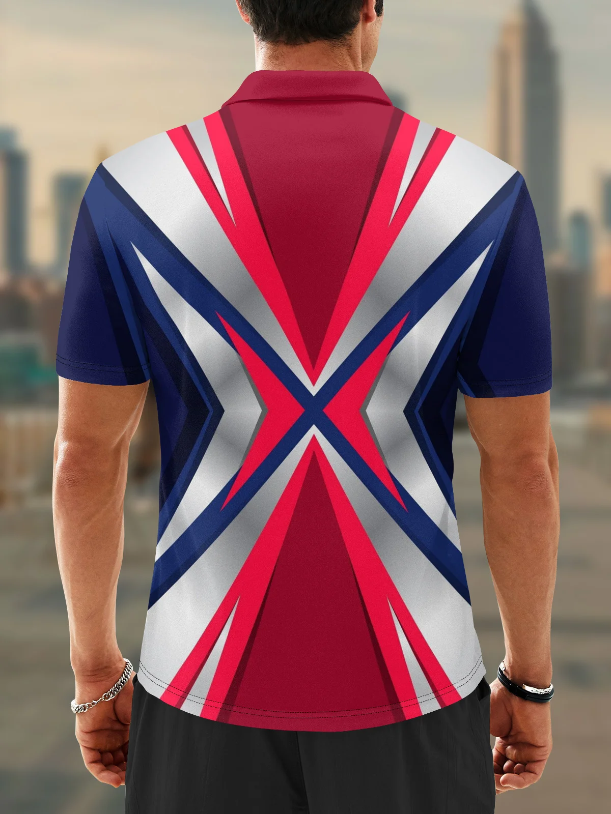Moisture Wicking Artistic Geometry Golf Polo