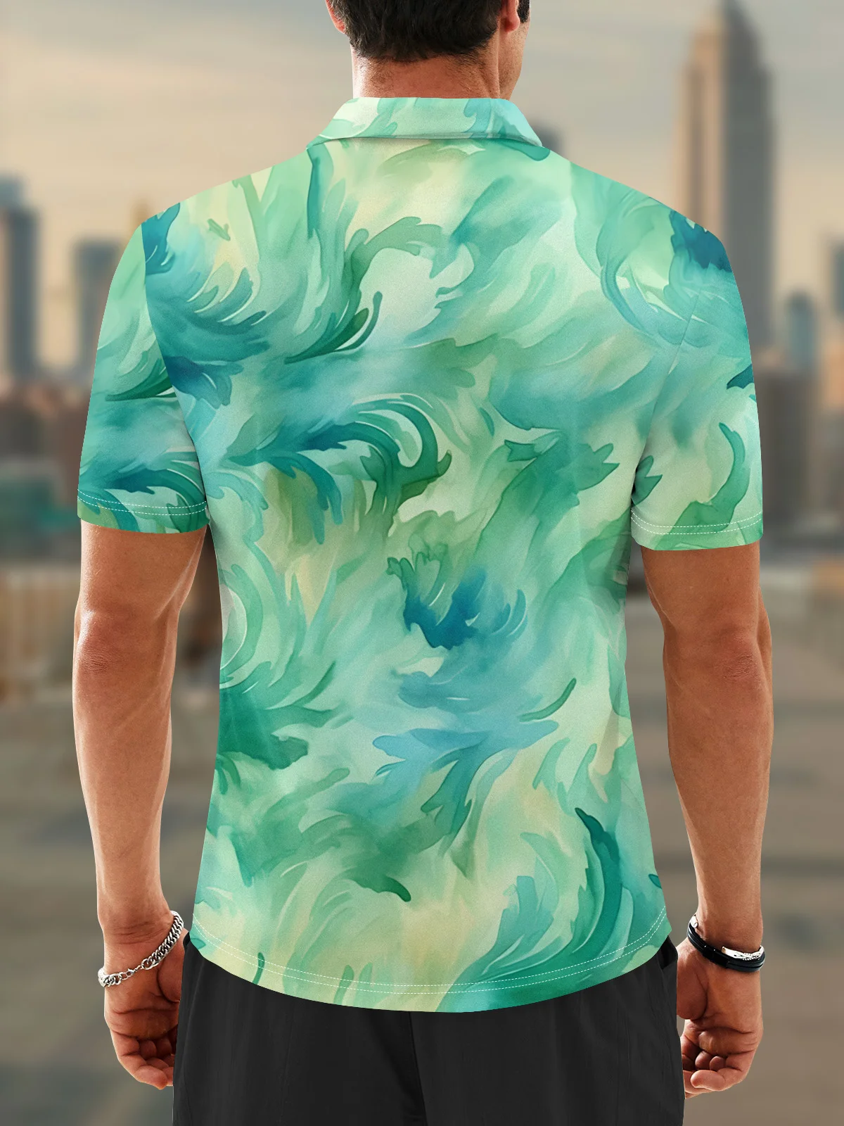 Moisture Wicking Artistic Abstract Gradient Colors Golf Polo
