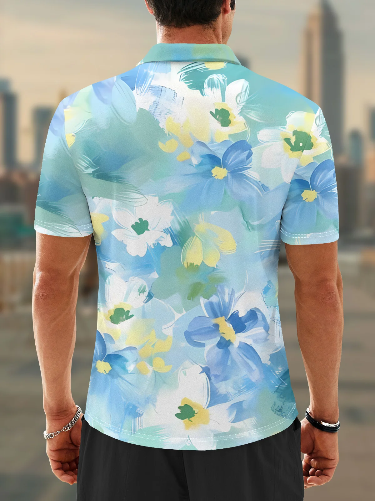Moisture Wicking Hawaiian Flowers Golf Polo