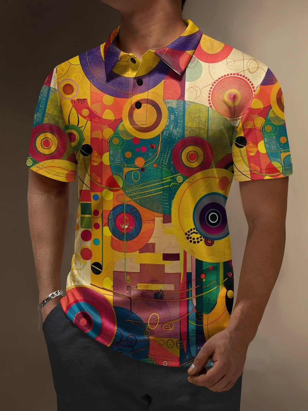 Moisture Wicking Vintage Color Block Short Sleeve Golf Polo