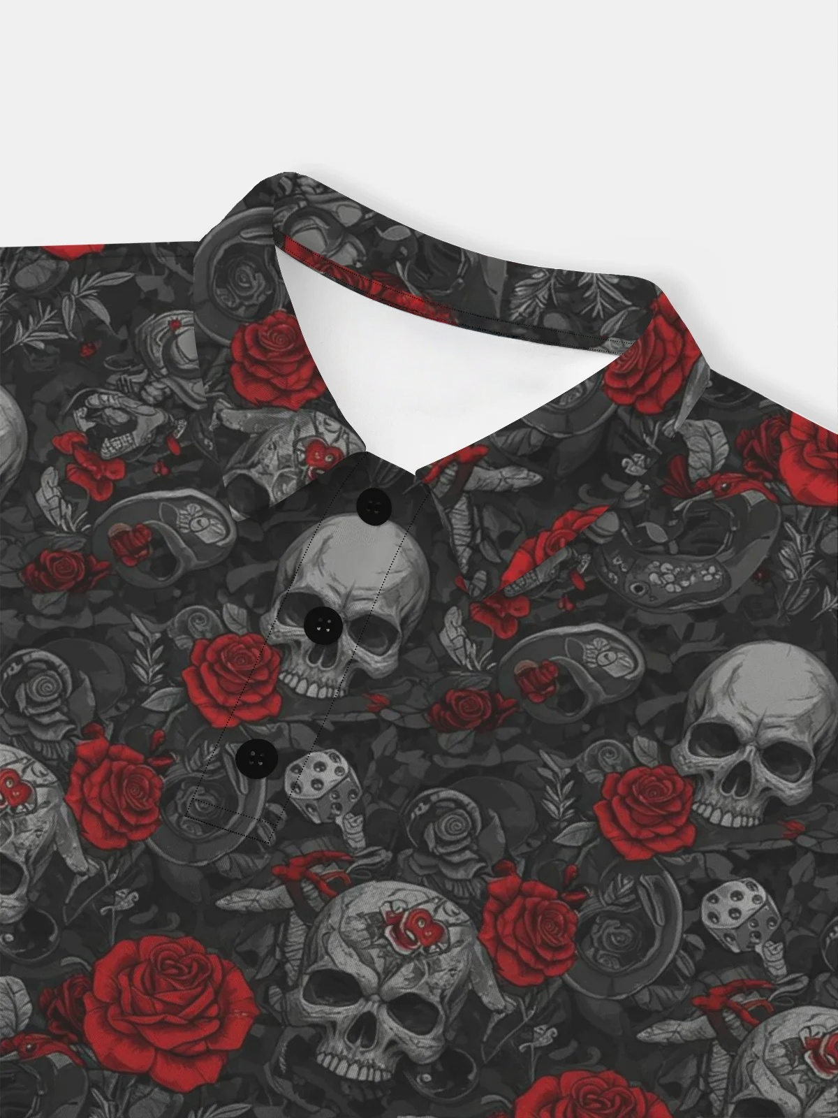 Moisture Wicking Rock Music Skull Rose Short Sleeve Golf Polo