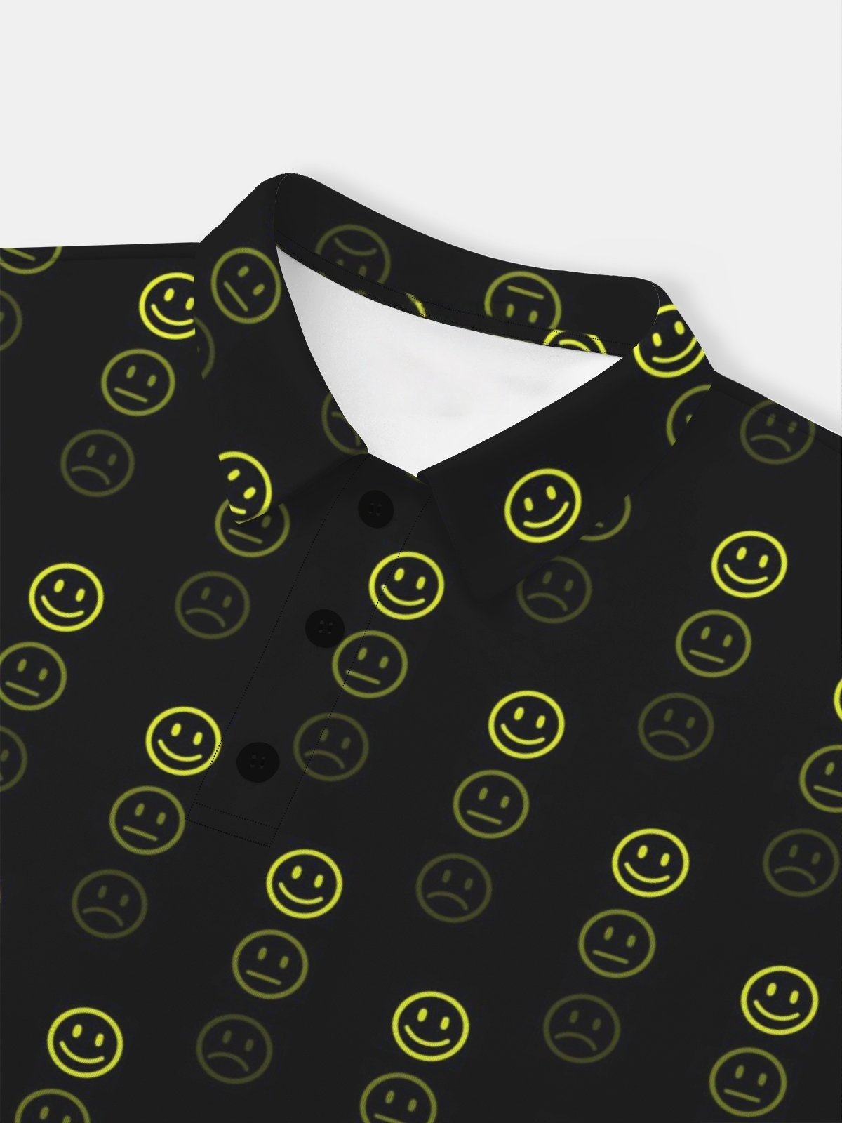 Moisture Wicking 3D Abstract Gradient Color Smiley Short Sleeve Golf Polo