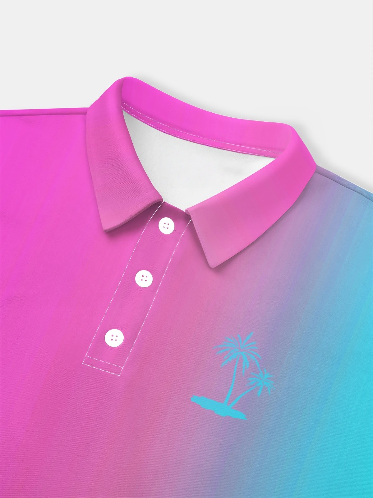 Moisture-Wicking Gradient Coconut Tree Short Sleeve Golf Polo