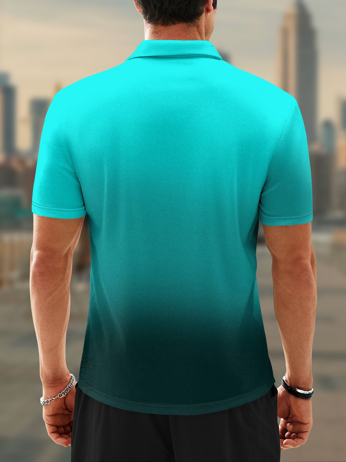 Moisture-Wicking 3D Ombre Coconut Tree Short Sleeve Golf Polo