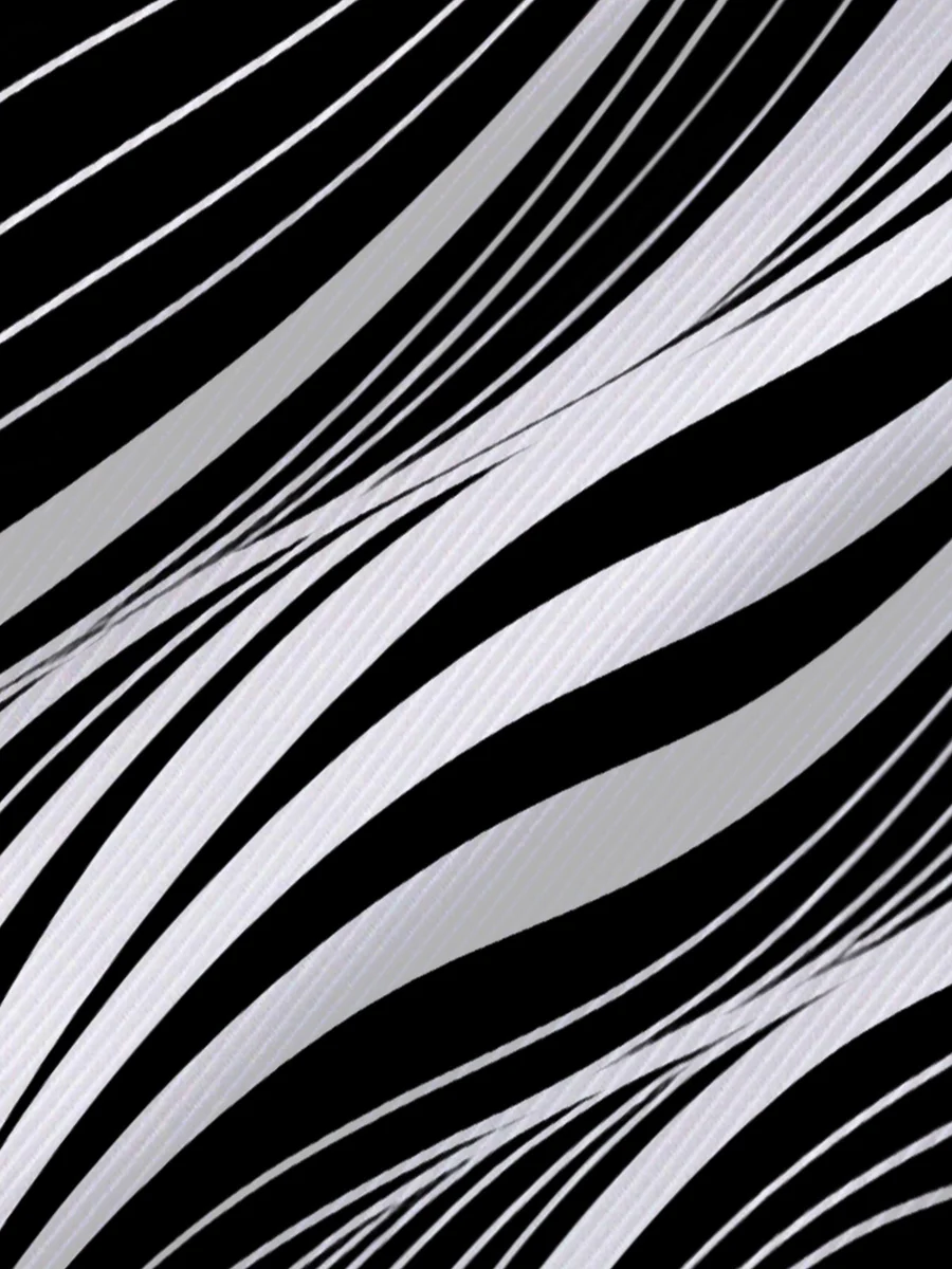 Retro Creative Art Stripe Print Men's Button Short Sleeve Polo Shirt