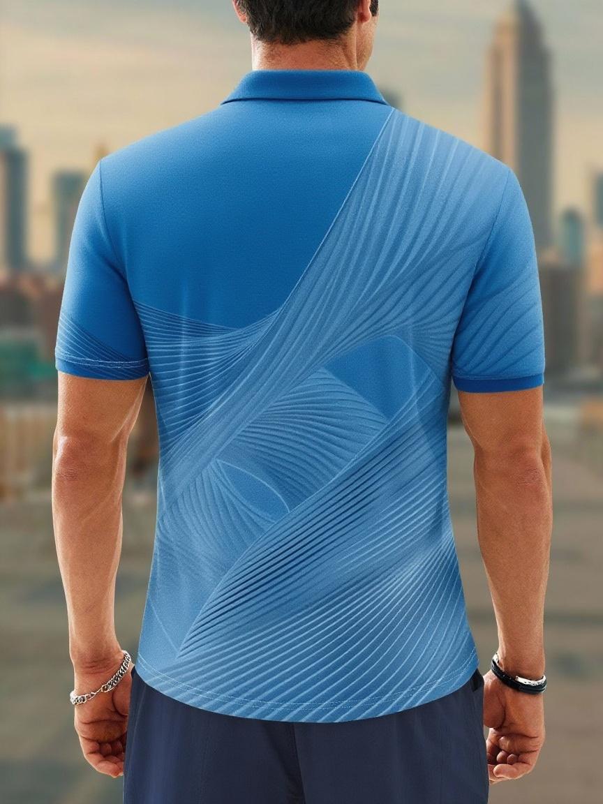 Moisture Wicking Art Abstract Lines Golf Polo