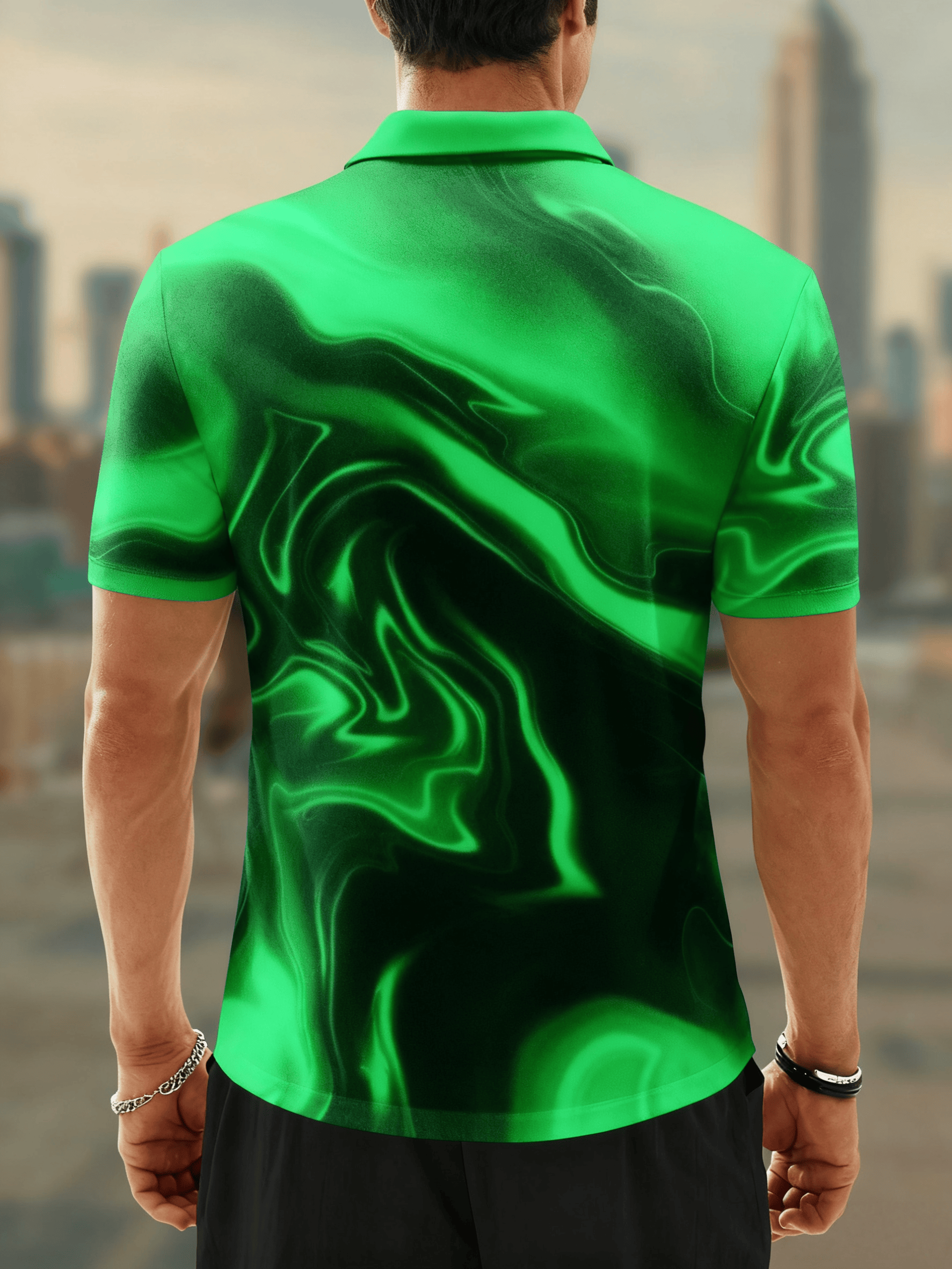 Moisture Wicking Golf Polo 3D Gradient Abstract Stripes Polo