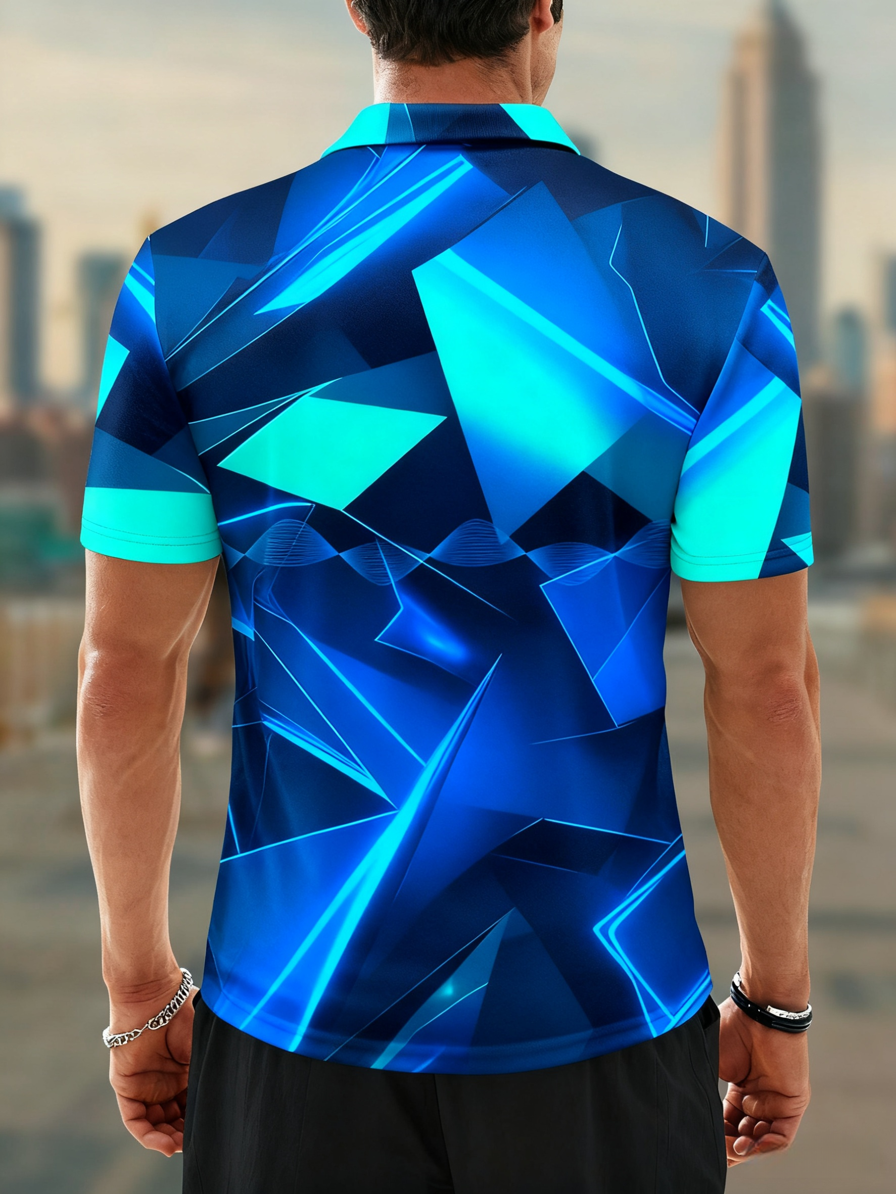 Moisture Wicking Golf Polo 3D Gradient Color Abstract Geometry Polo