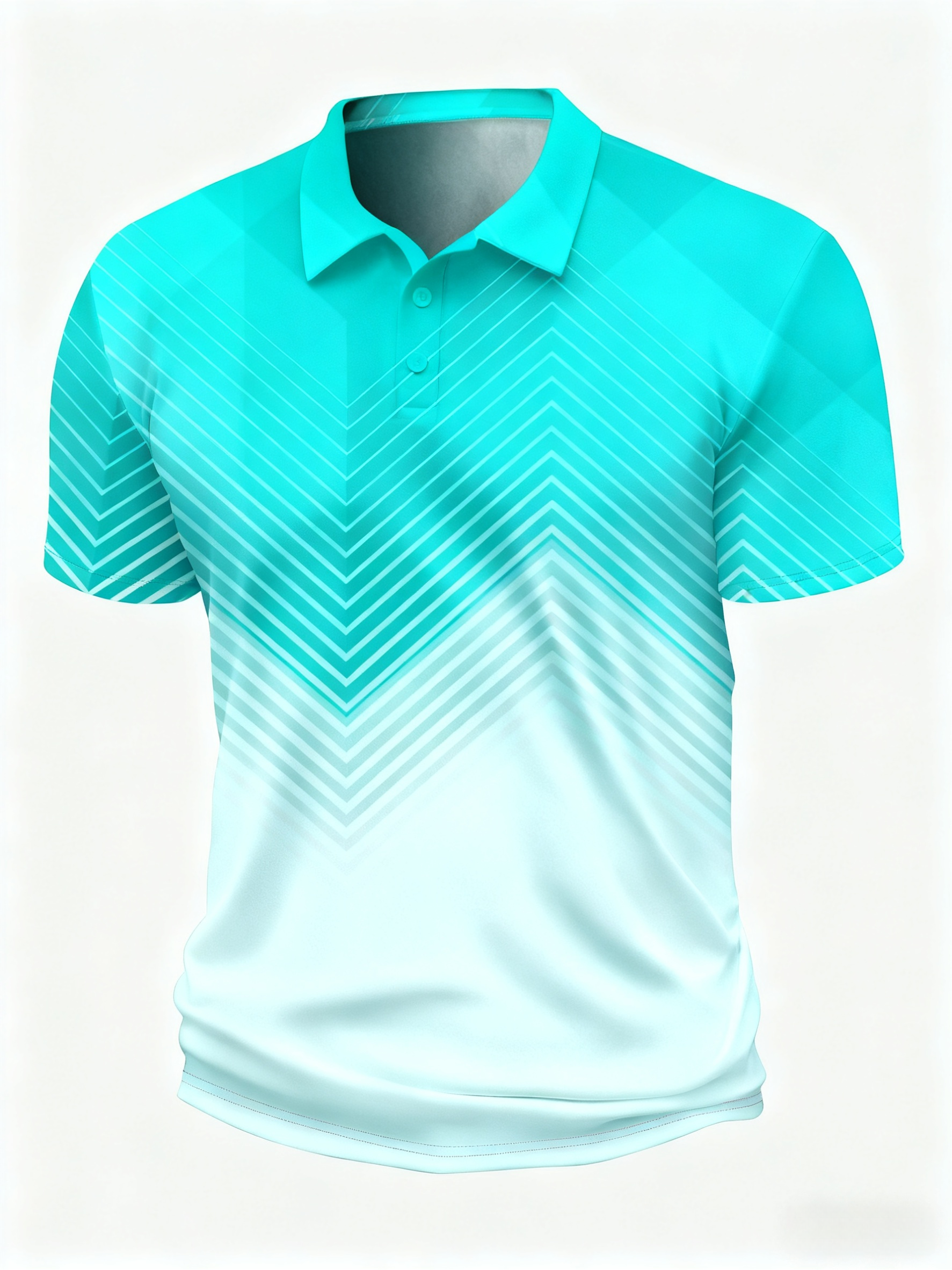 Moisture Wicking Golf Polo 3D Gradient Color Abstract Geometry