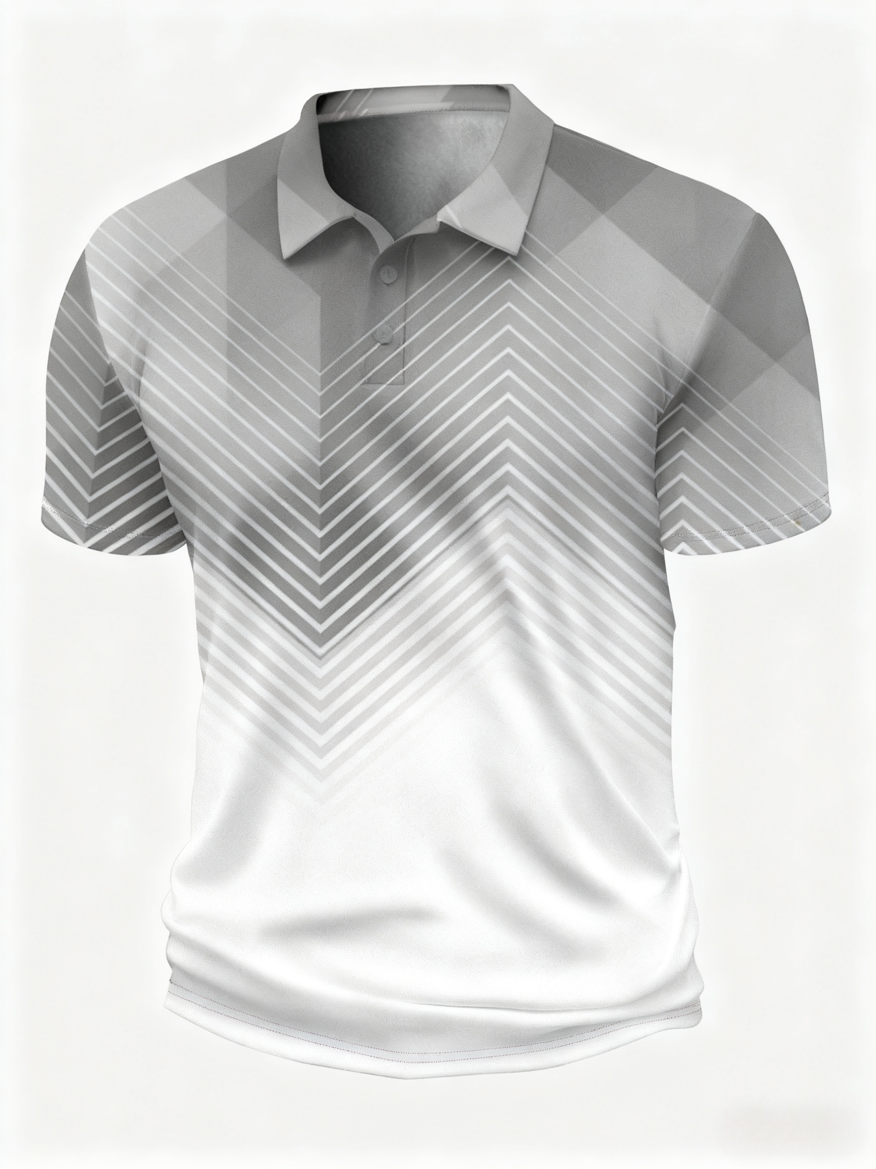 Moisture Wicking Golf Polo 3D Gradient Color Abstract Geometry