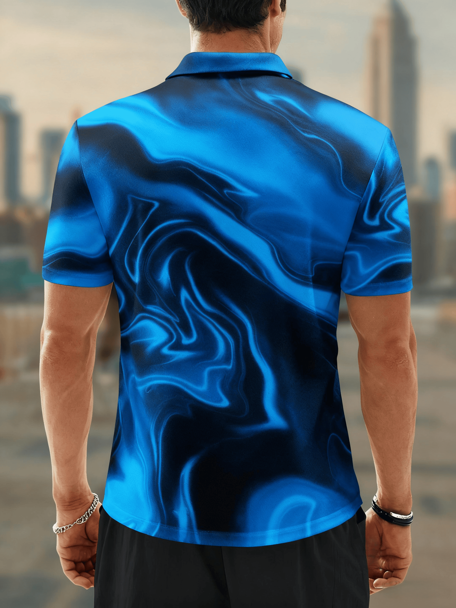 Moisture Wicking Golf Polo 3D Gradient Abstract Stripes Polo