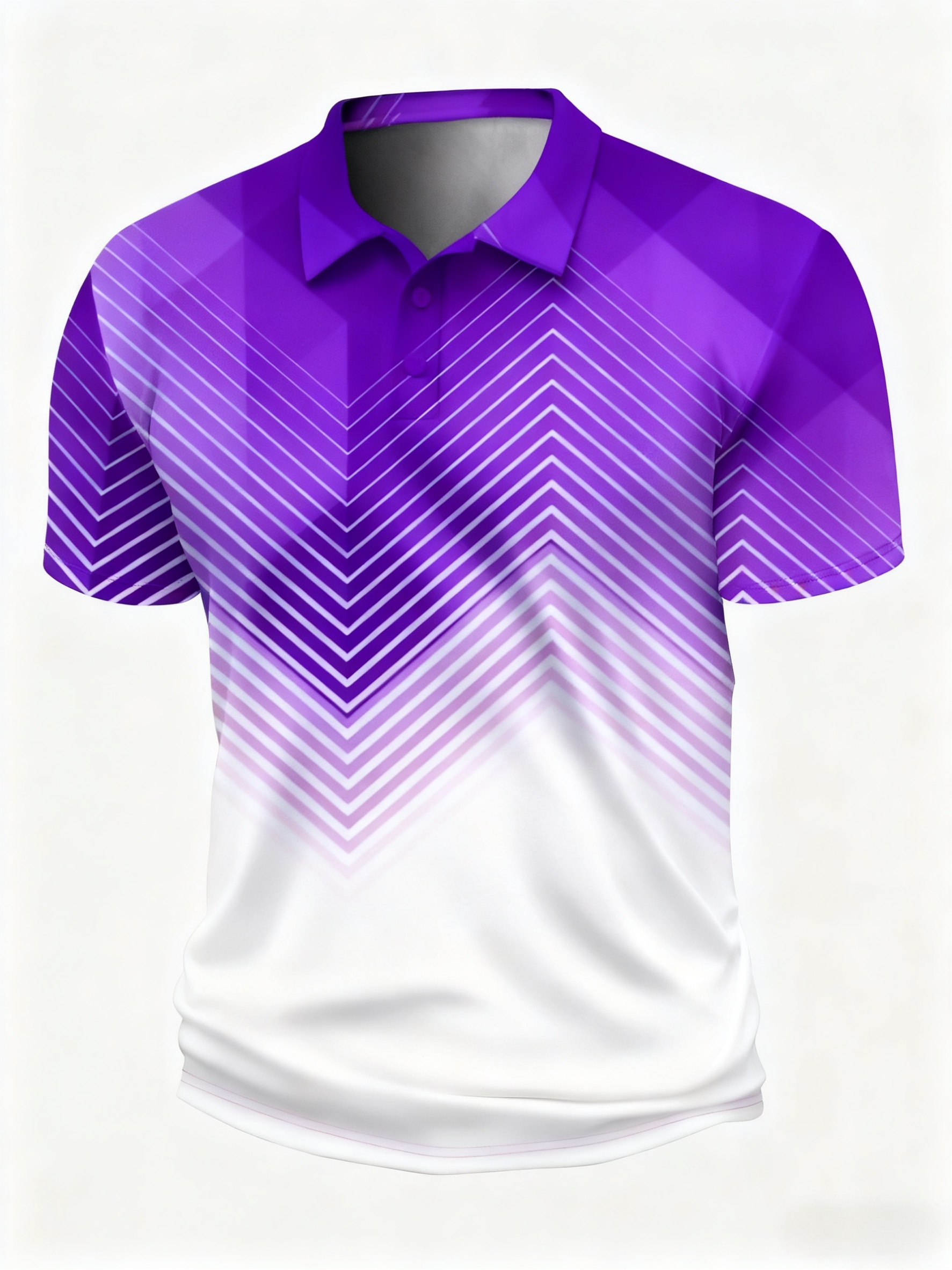 Moisture Wicking Golf Polo 3D Gradient Color Abstract Geometry