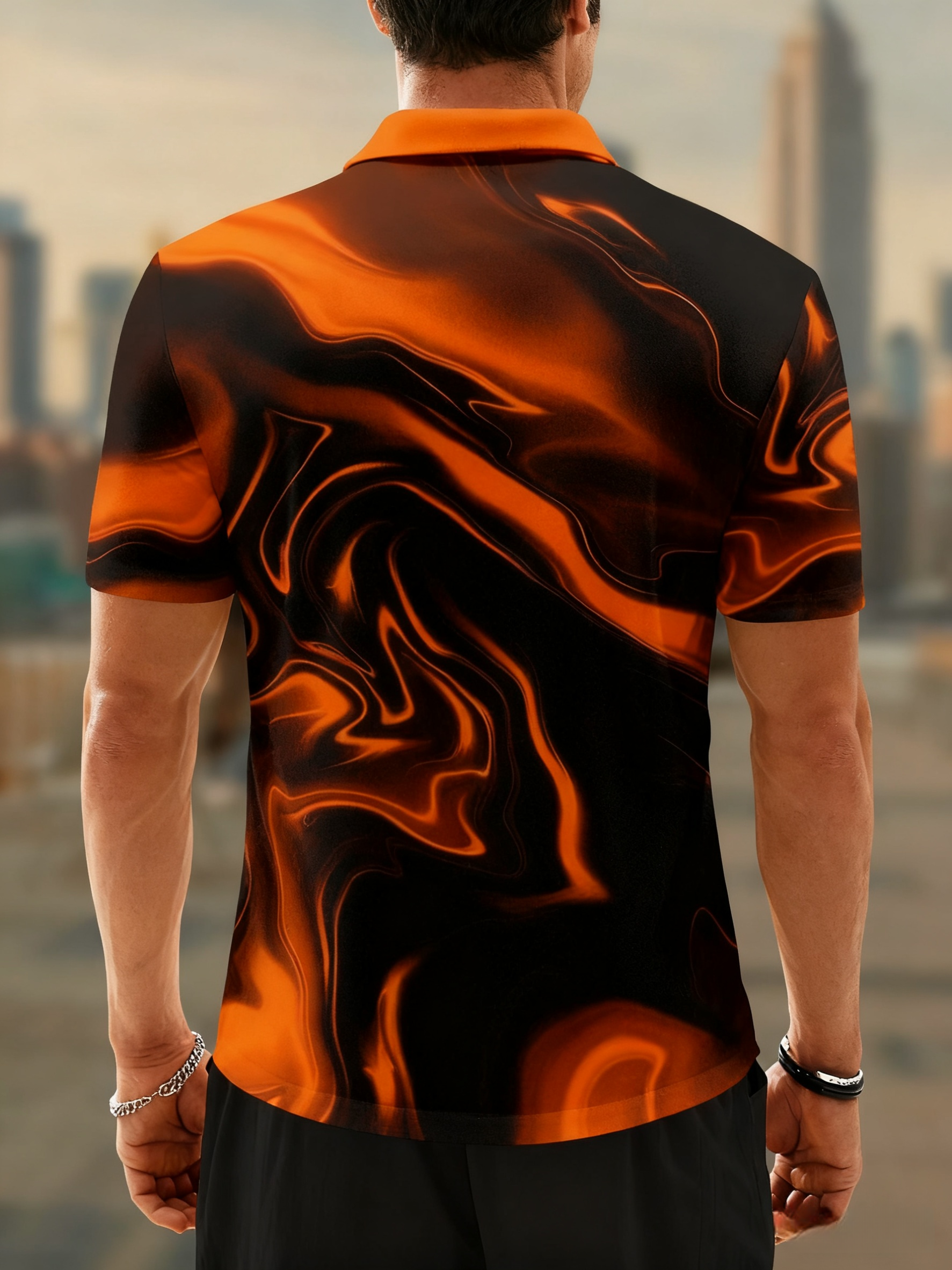 Moisture Wicking Golf Polo 3D Gradient Abstract Stripes Polo