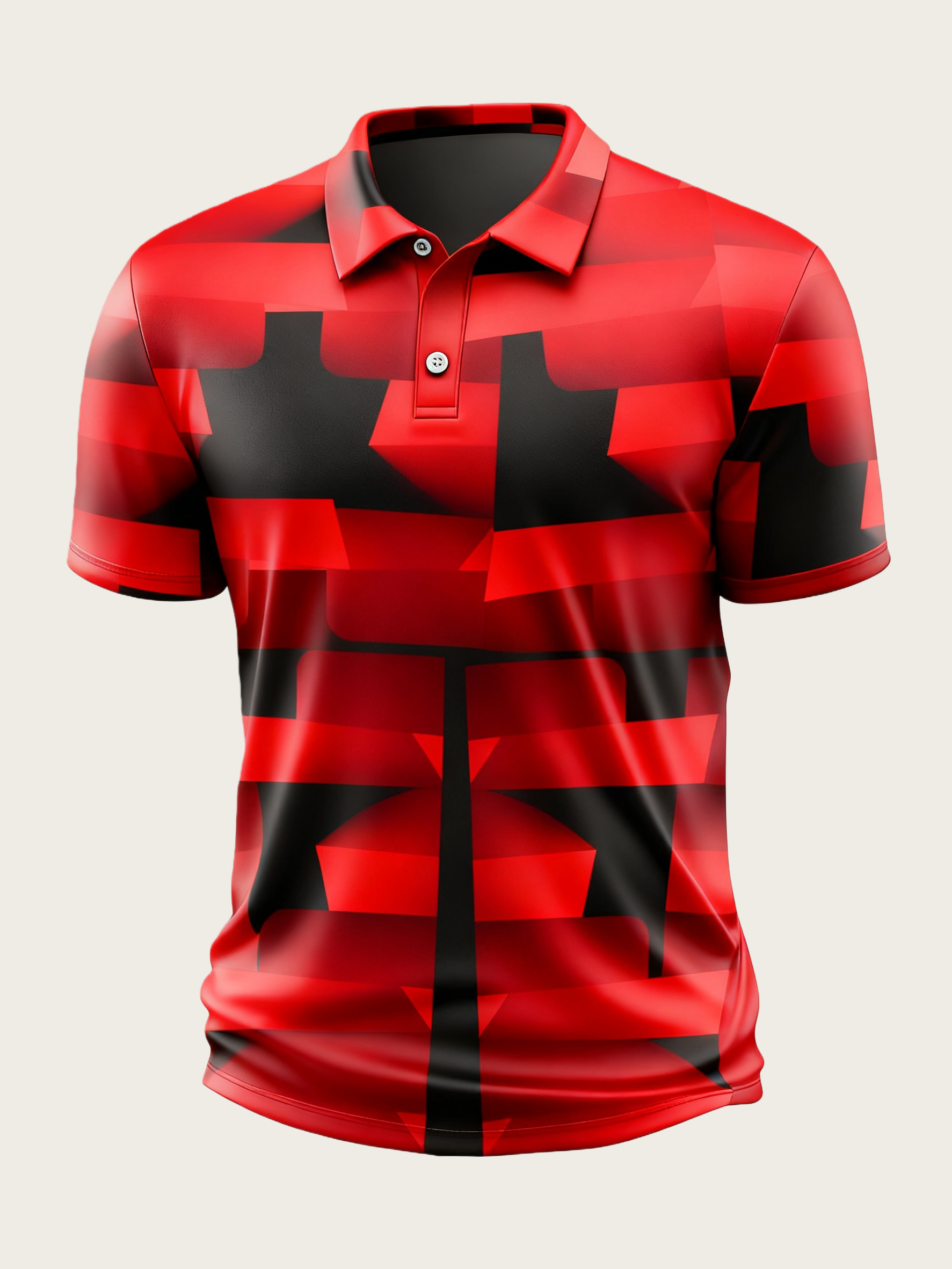 Moisture Wicking Golf Polo 3D Gradient Color Abstract Geometry