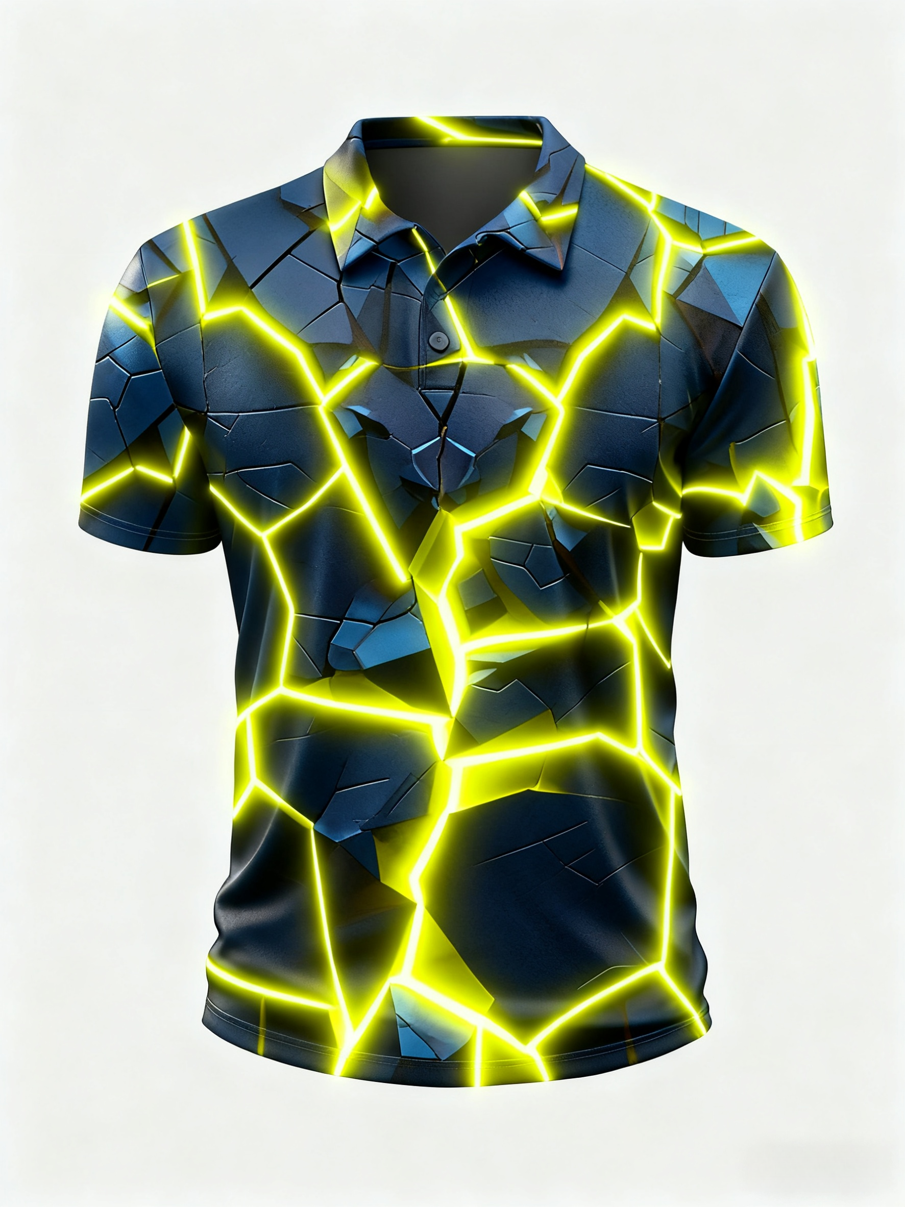 Moisture Wicking Golf Polo 3D Gradient Color Abstract Geometry