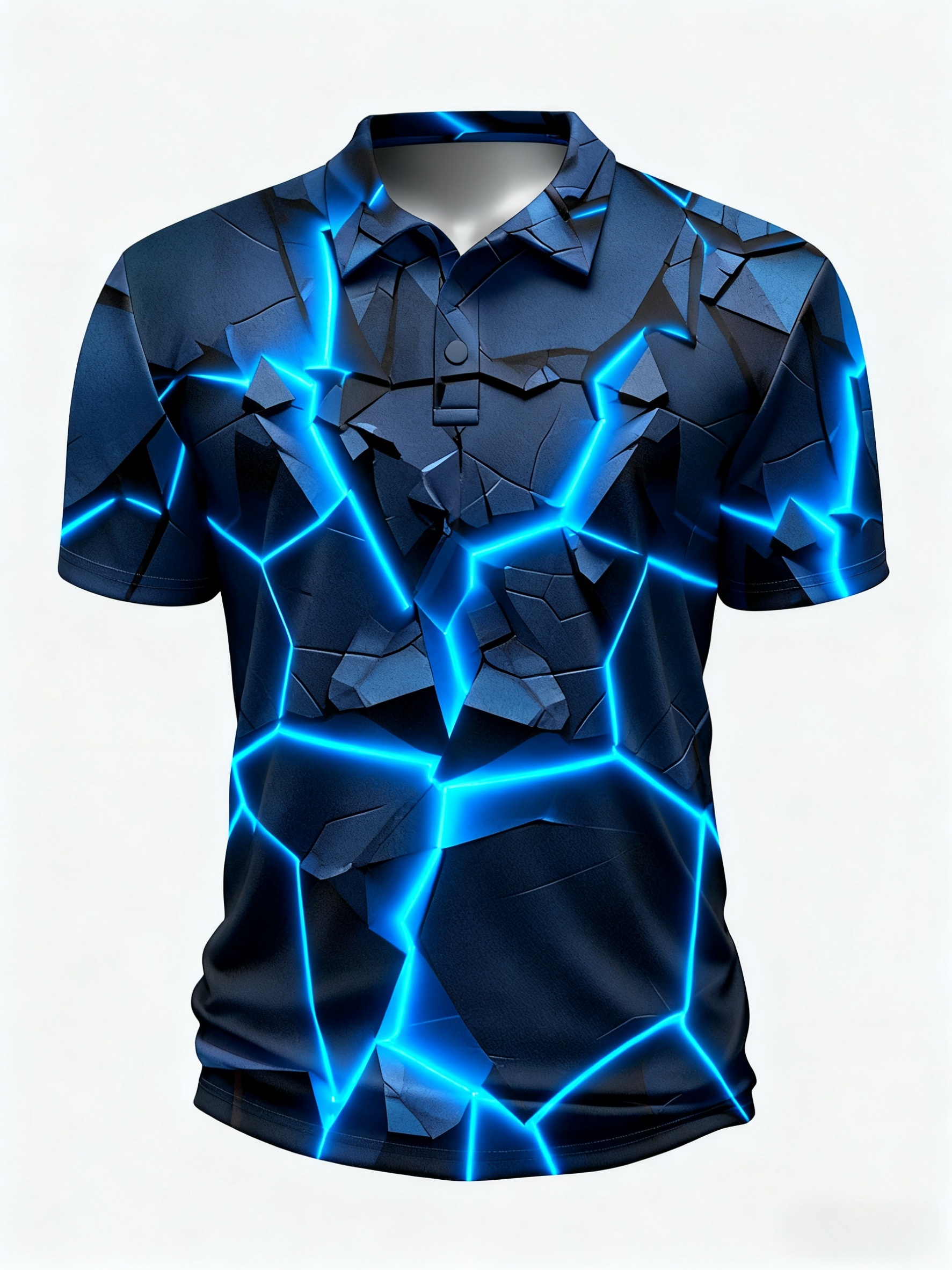 Moisture Wicking Golf Polo 3D Gradient Color Abstract Geometry