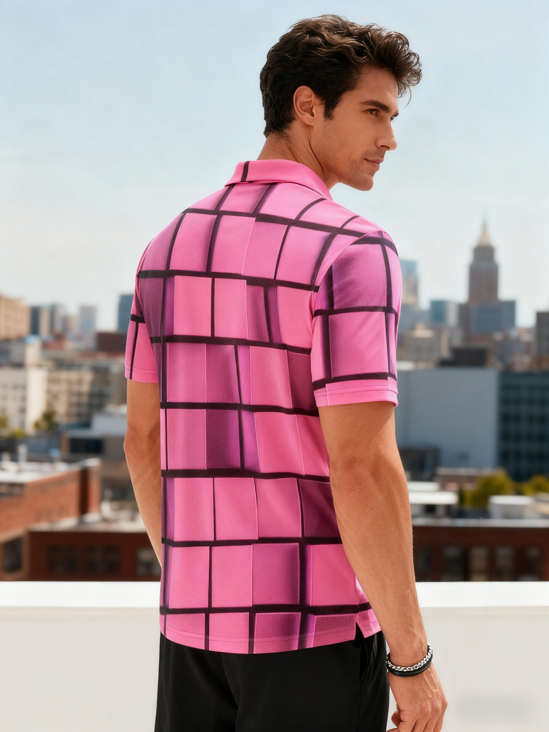 Moisture Wicking Golf Polo 3D Abstract Gradient Color Stripes Polo