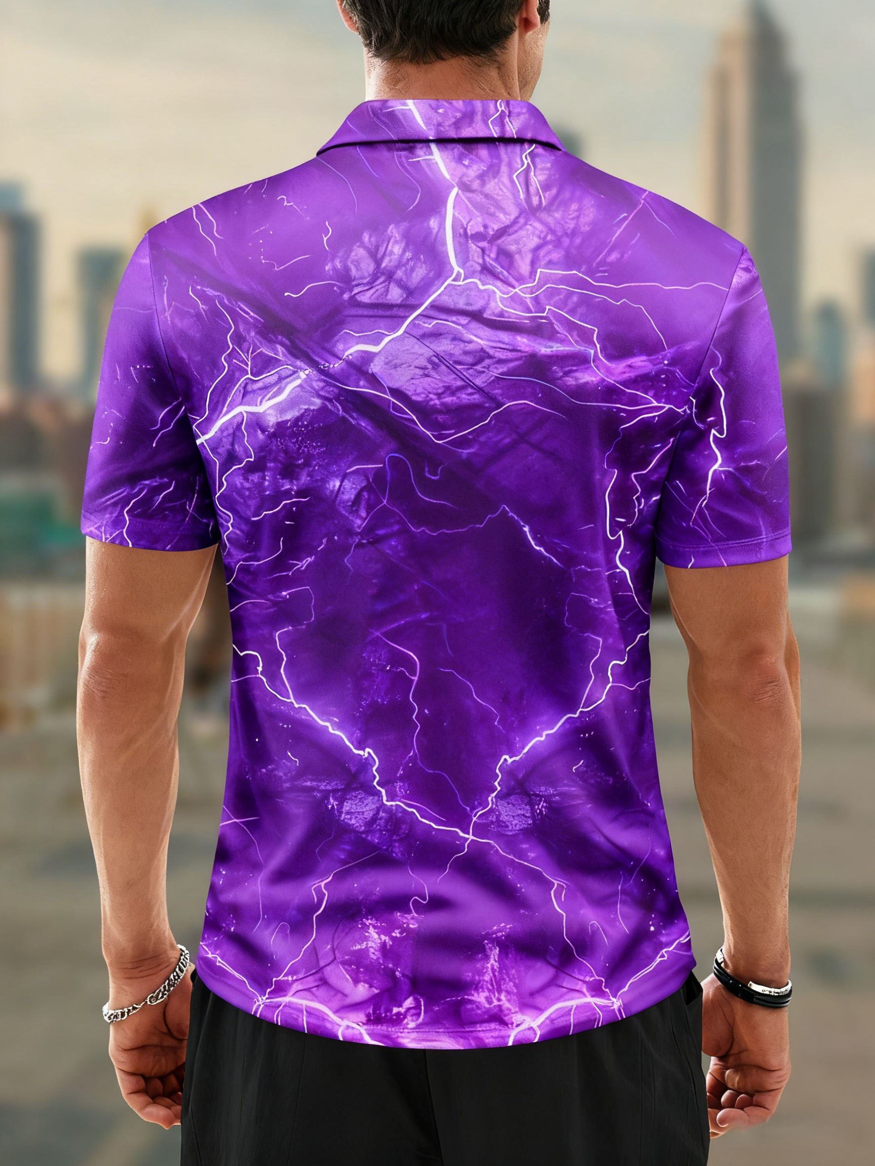 Moisture Wicking Golf Polo 3D Abstract Gradient Color Stripes Polo