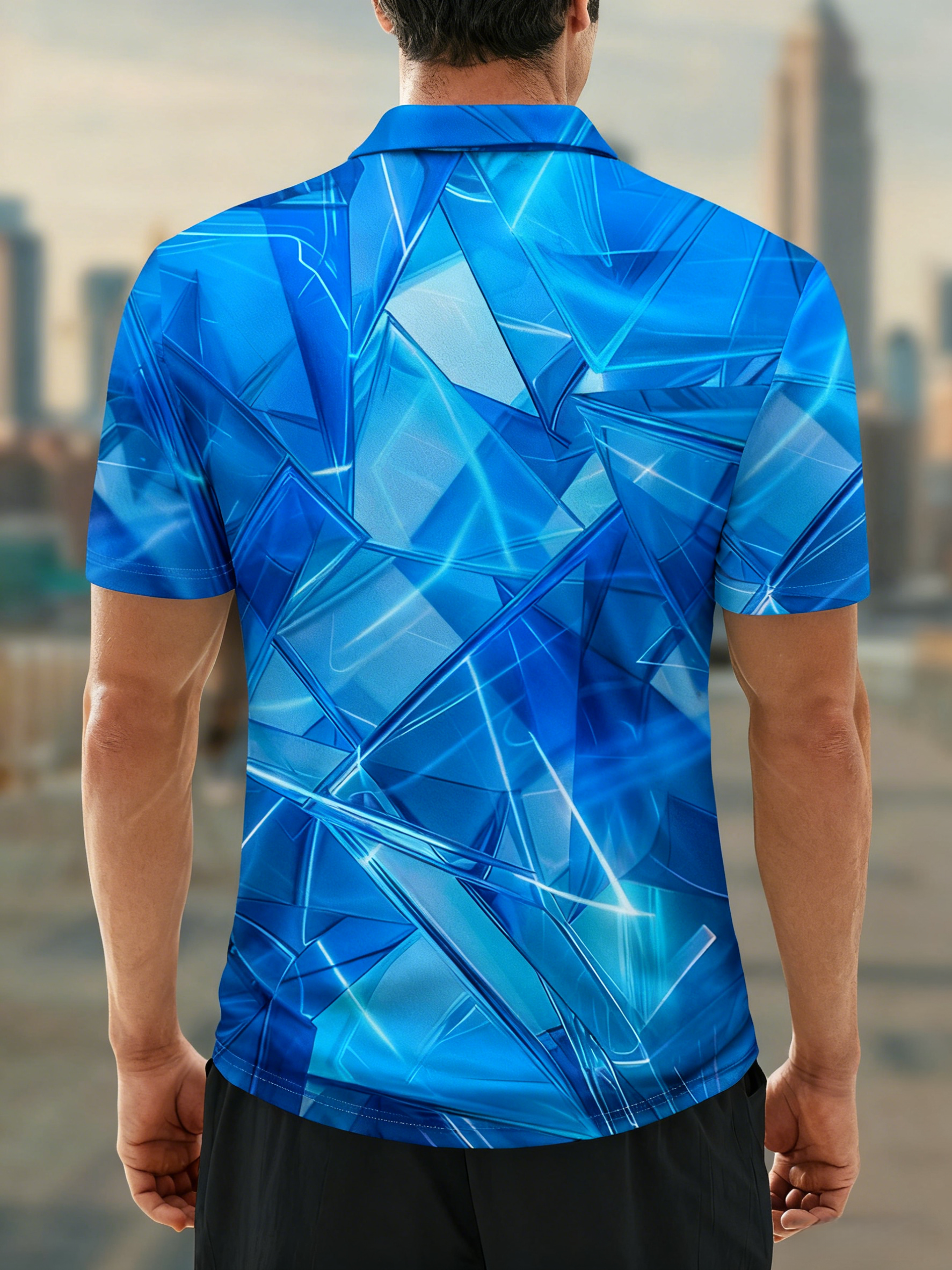 Moisture Wicking Golf Polo 3D Gradient Color Abstract Mechanical Geometry Polo