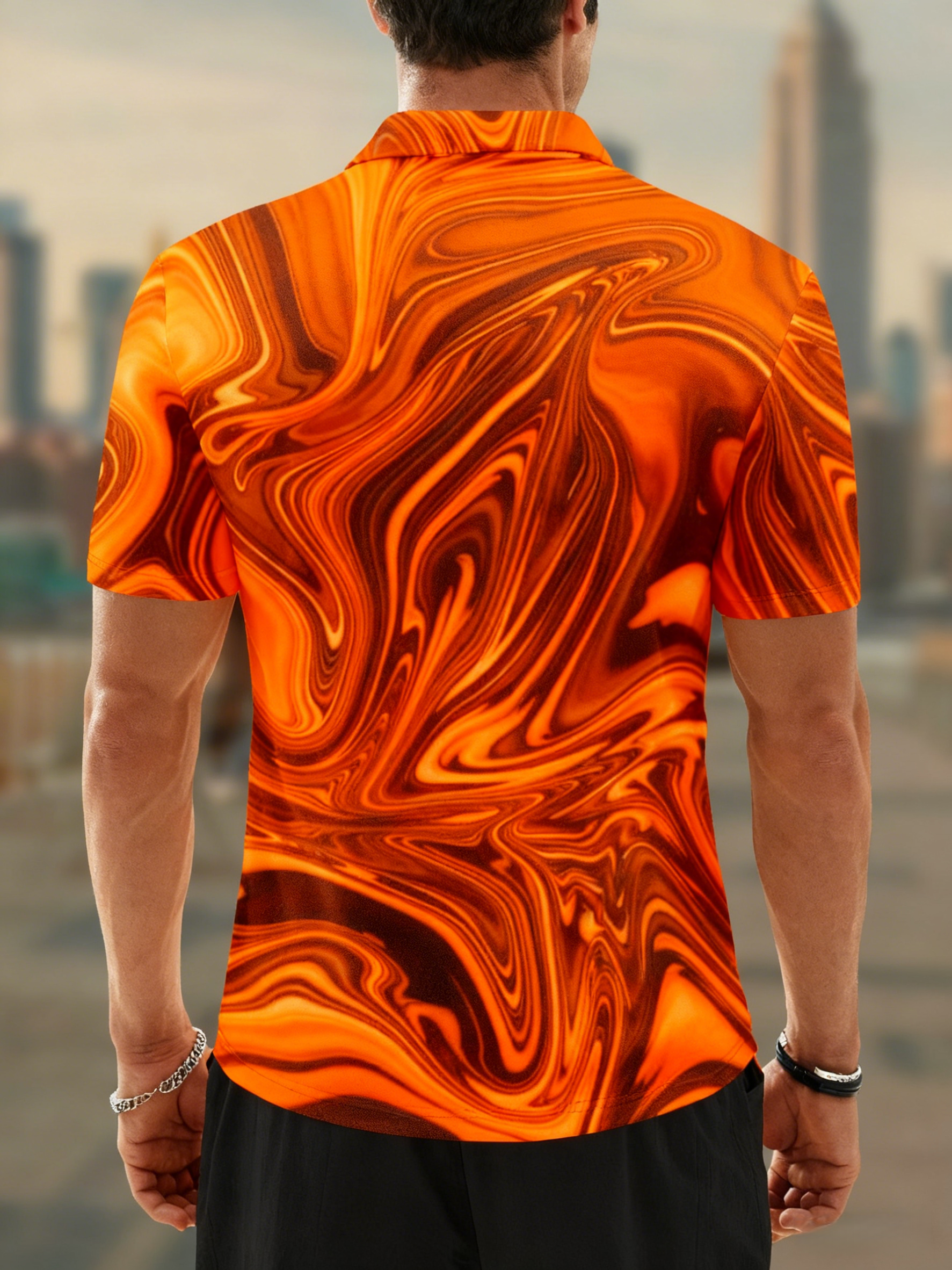 Moisture Wicking Golf Polo 3D Gradient Color Abstract Geometric Polo
