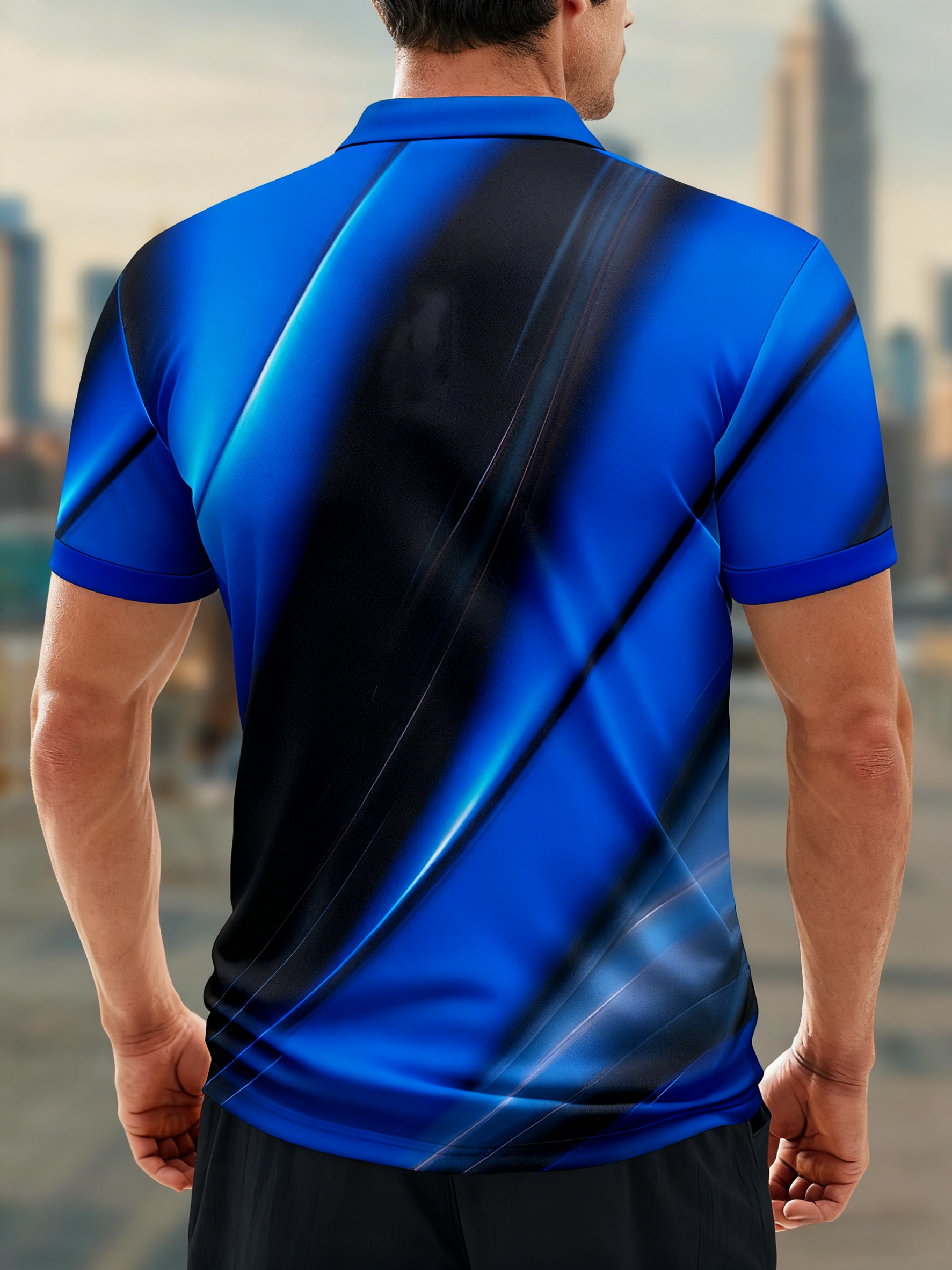 Moisture Wicking Golf Polo 3D Gradient Color Abstract Geometric Polo
