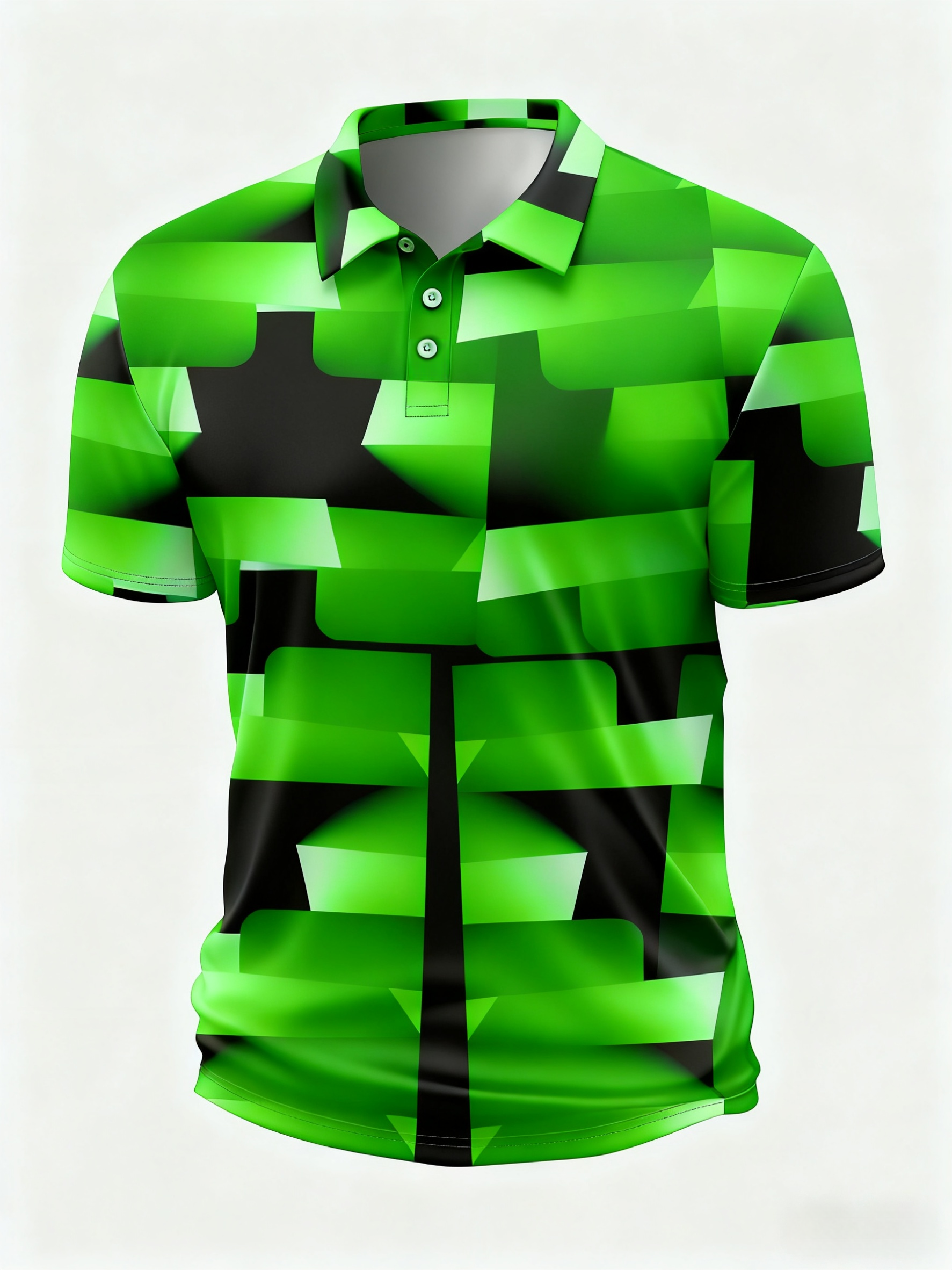 Moisture Wicking Golf Polo 3D Gradient Color Abstract Geometry
