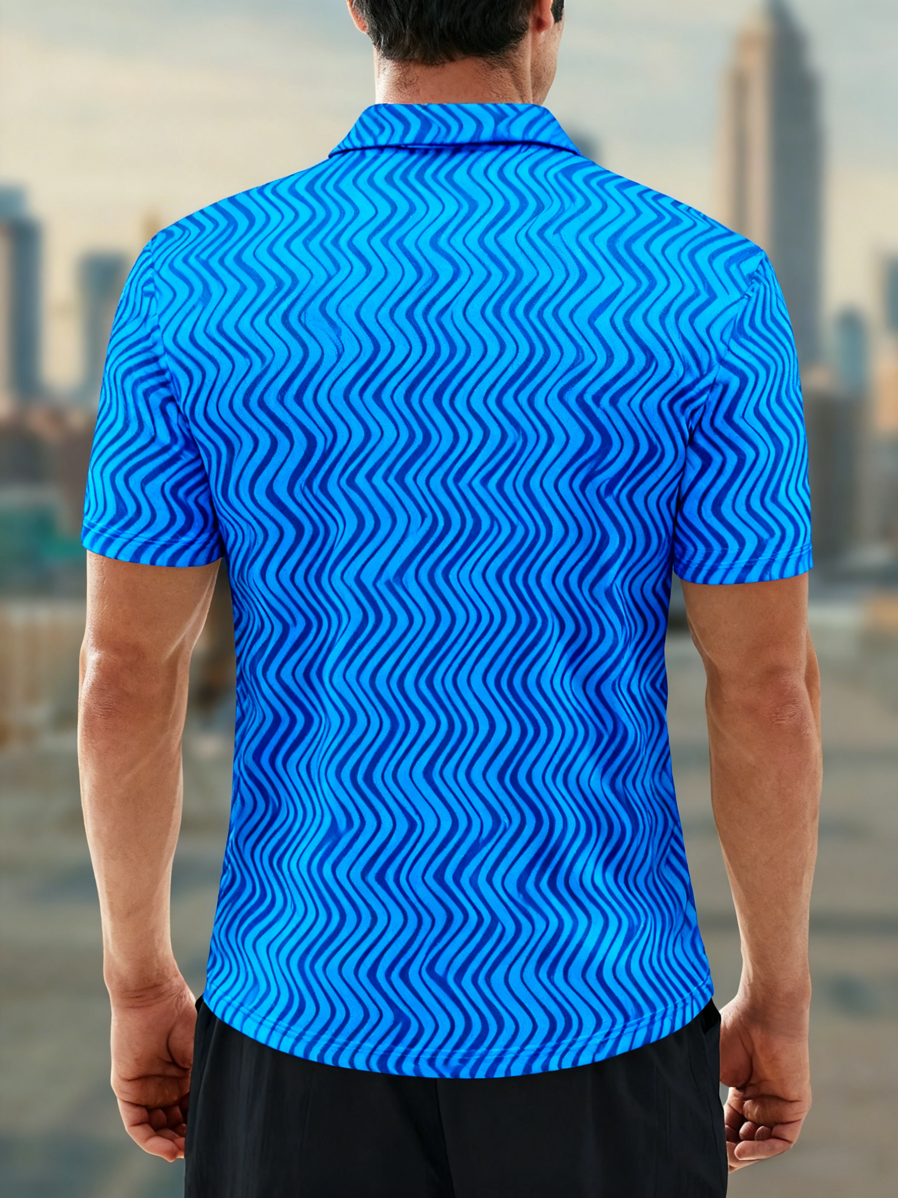 Moisture Wicking Golf Polo 3D Gradient Color Abstract Geometric Polo