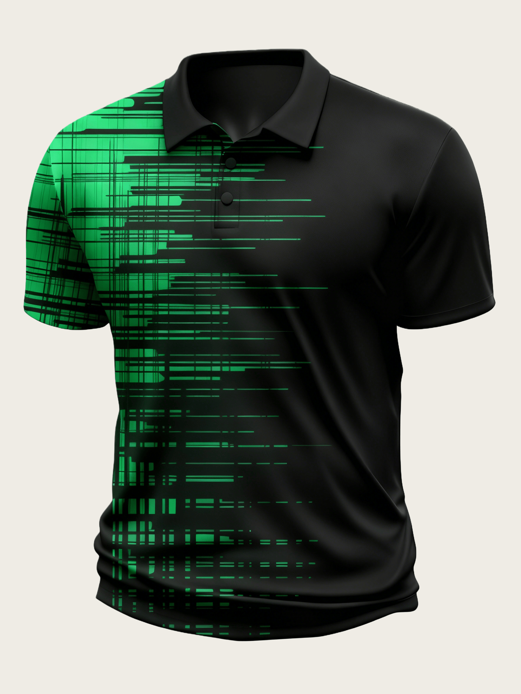 Moisture Wicking Golf Polo 3D Gradient Abstract Stripes Polo