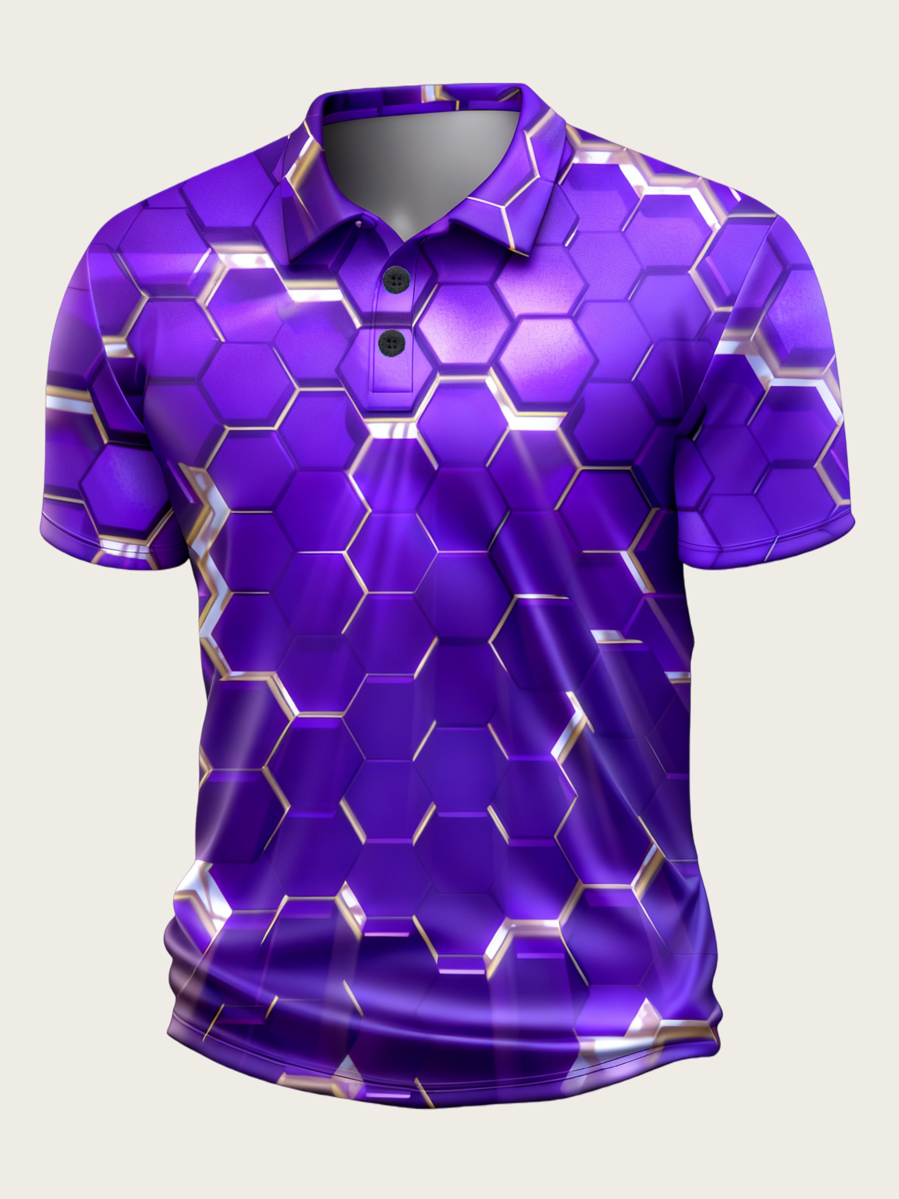 Moisture-wicking Golf Polo 3D Gradient Color Abstract Geometric Polo