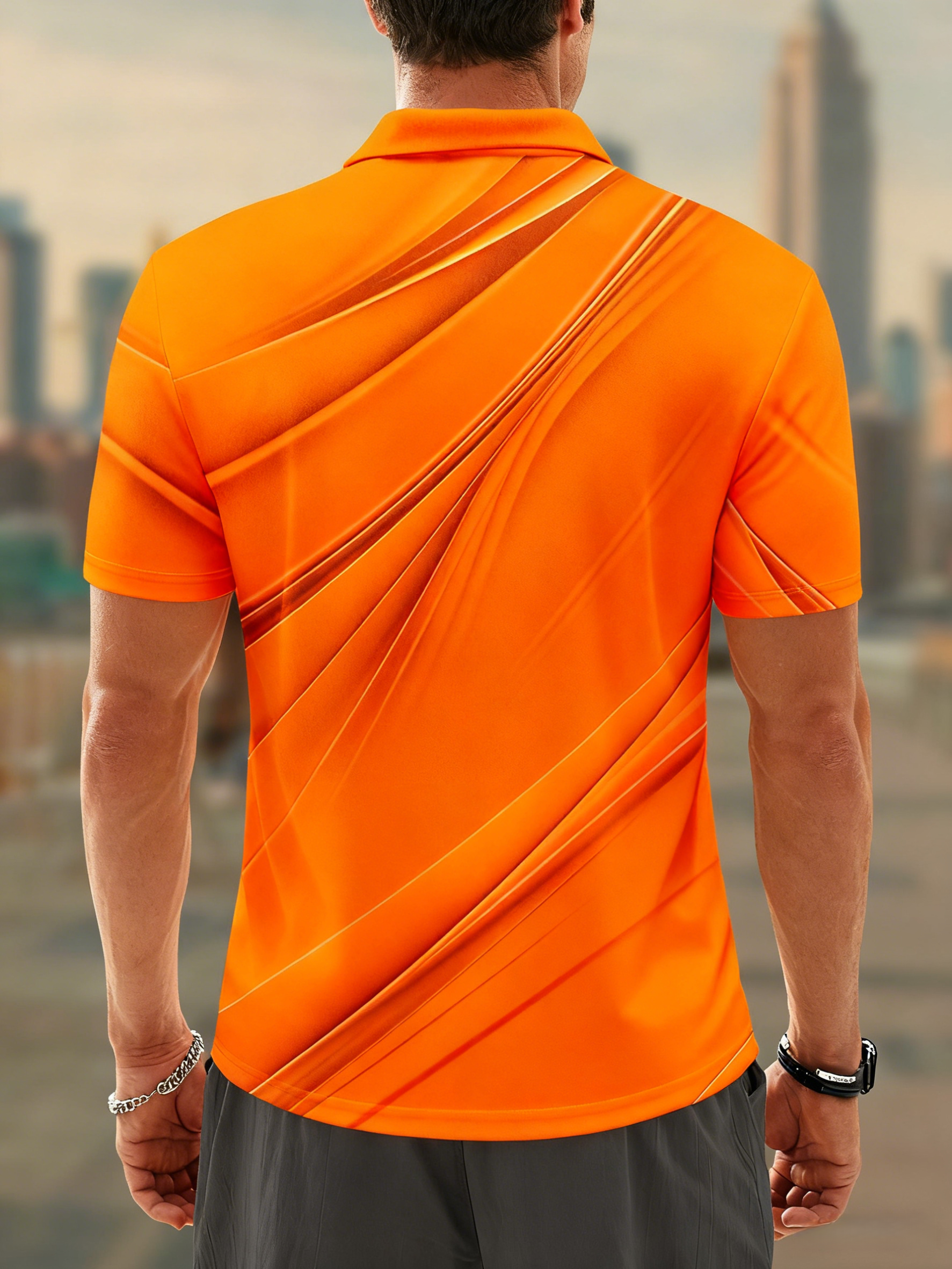 Moisture Wicking Golf Polo 3D Gradient Color Abstract Stripes