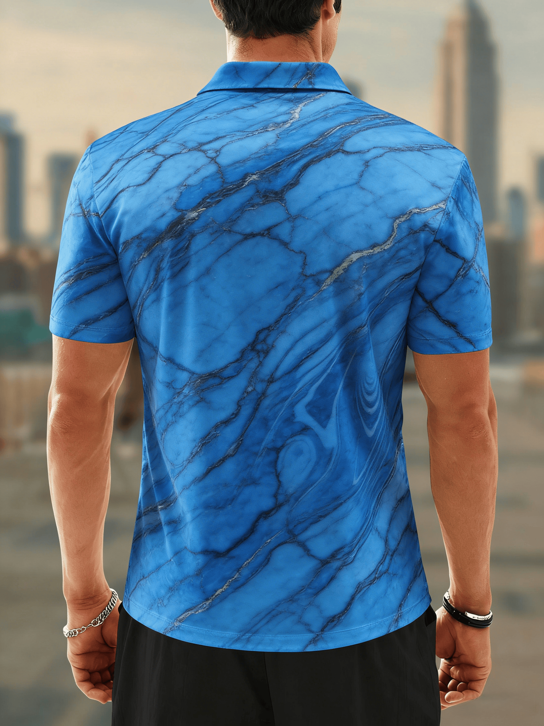 Moisture Wicking Golf Polo 3D Gradient Abstract Stripes