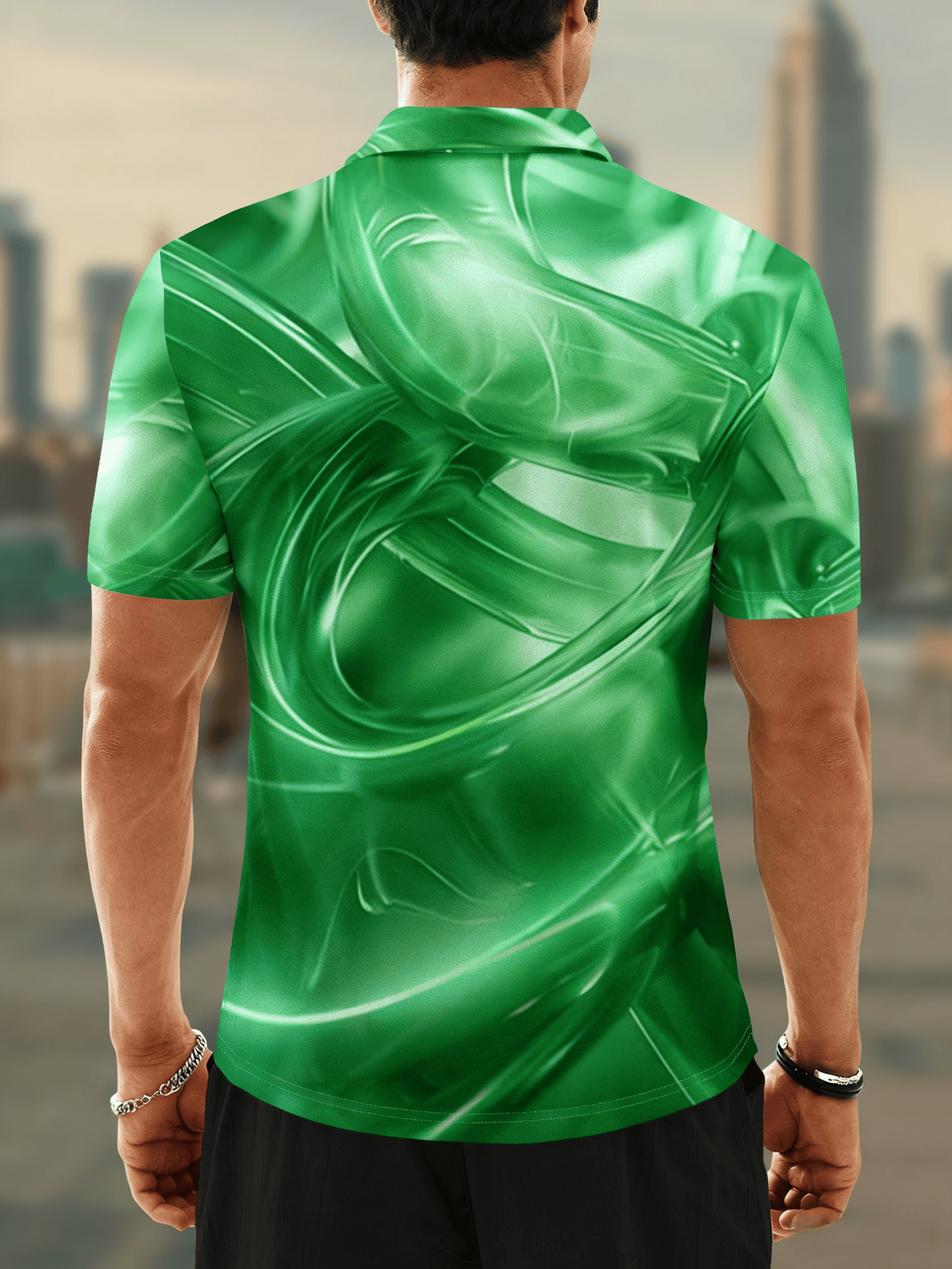 Moisture Wicking Golf Polo 3D Gradient Color Abstract Stripes