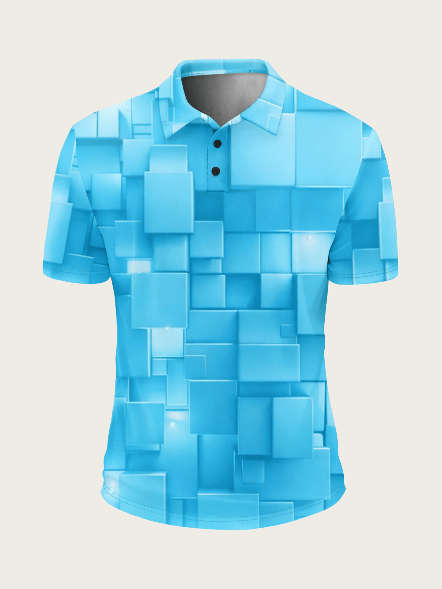 Moisture Wicking Golf Polo 3D Gradient Color Abstract Geometric