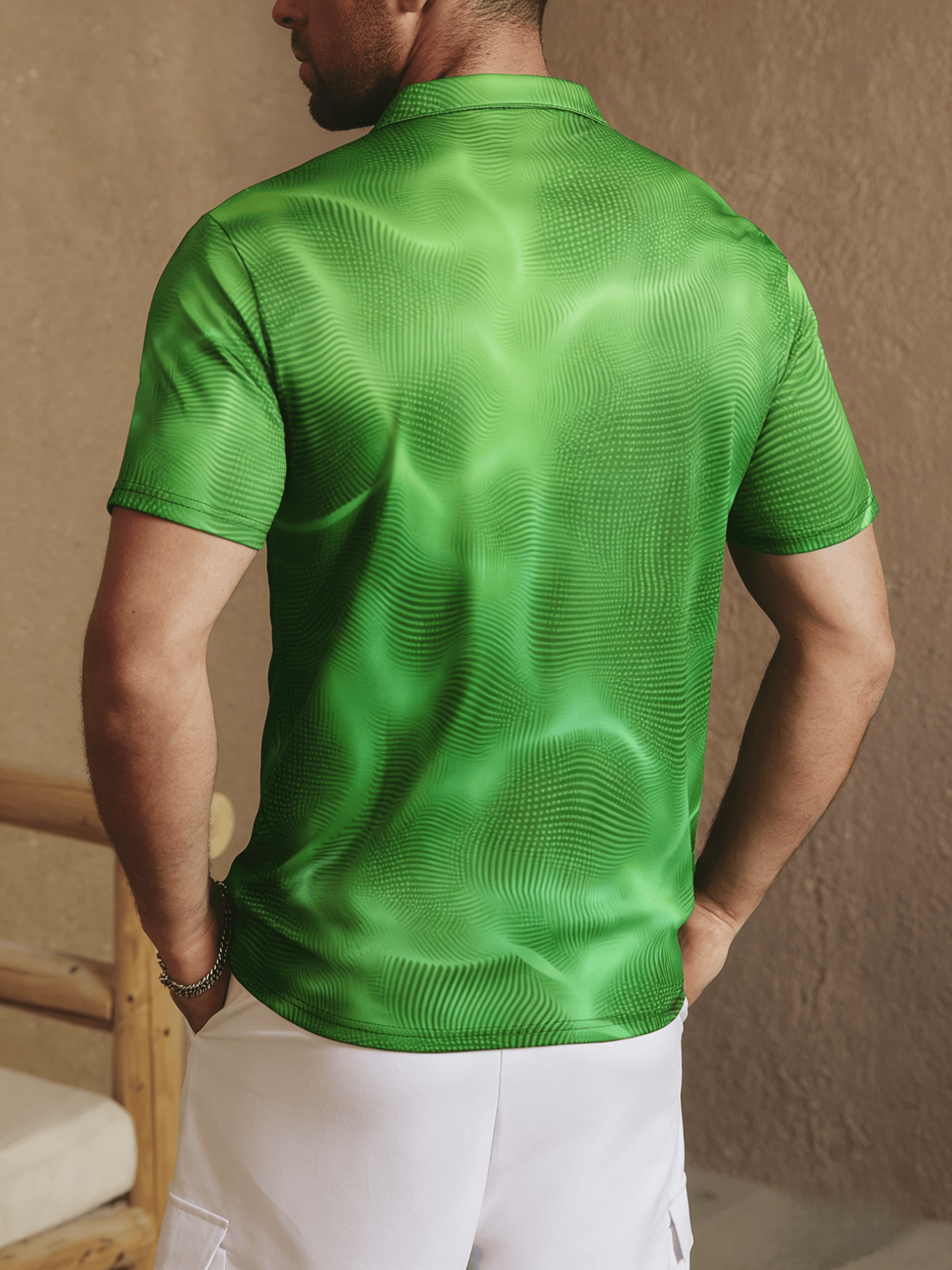 Gradient 3D Abstract Polka Dot Short Sleeve Polo Shirt