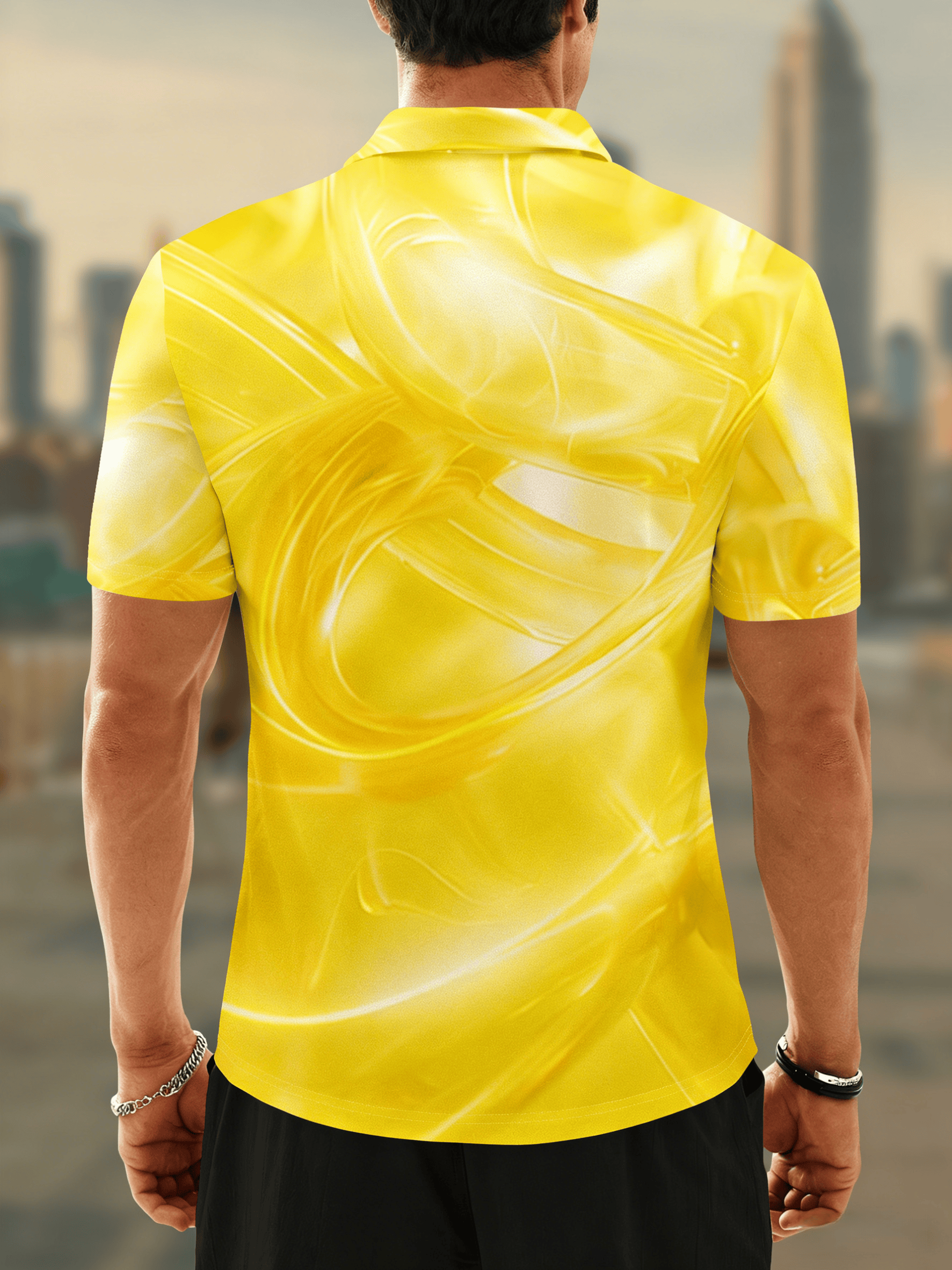 Moisture Wicking Golf Polo 3D Gradient Color Abstract Stripes