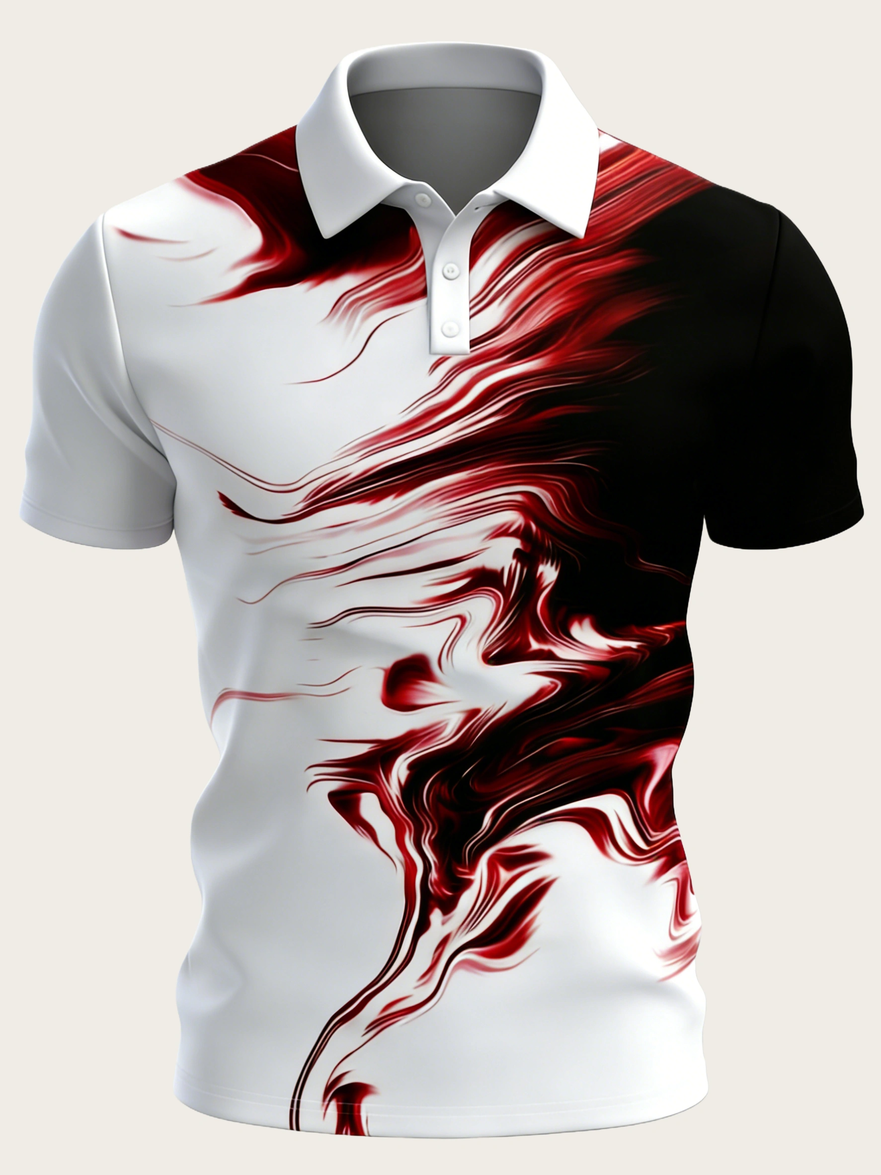 Homme Men Colorblock 3D Polo Shirt