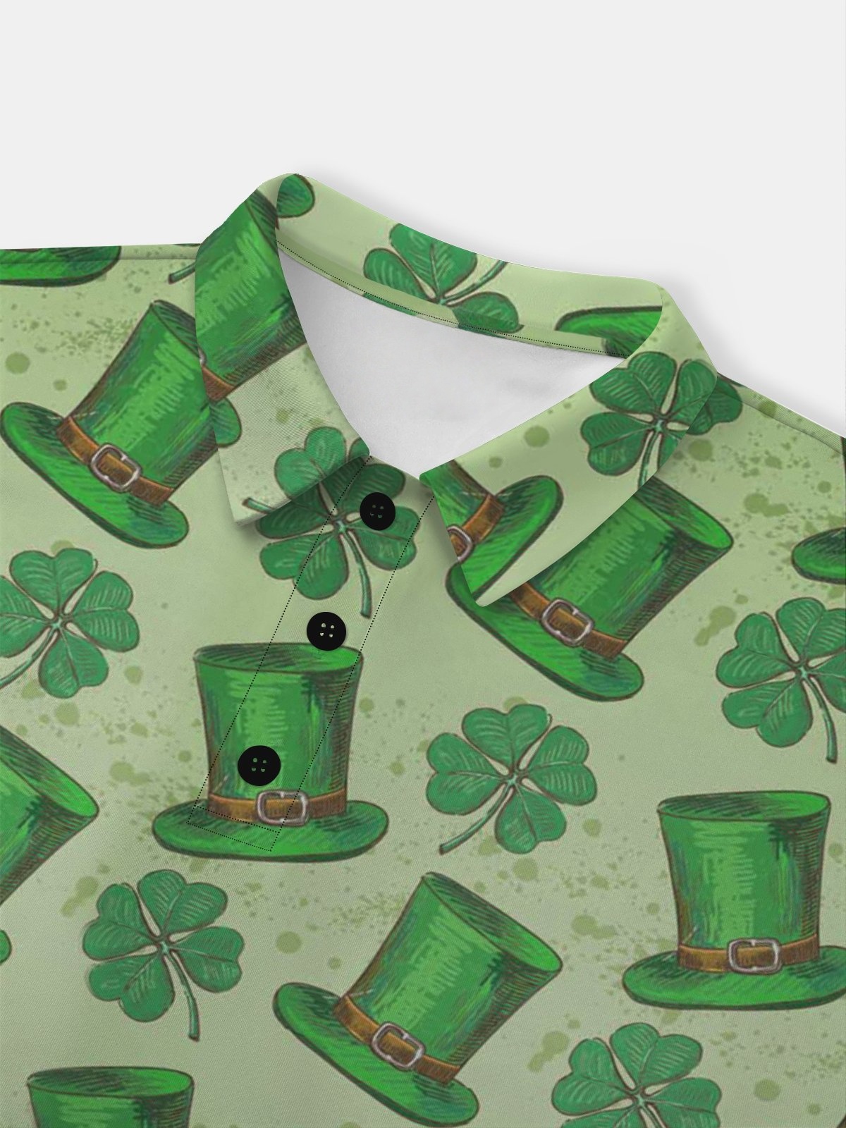 Moisture Wicking St. Patrick's Day Four-Leaf Clover Gradient Long Sleeve Golf Polo