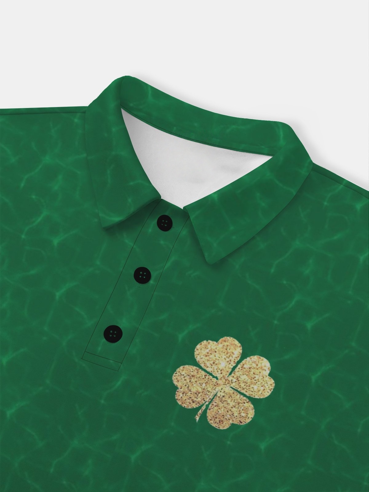 Moisture Wicking St. Patrick's Day Four-Leaf Clover Gradient Abstract Stripes Long Sleeve Golf Polo