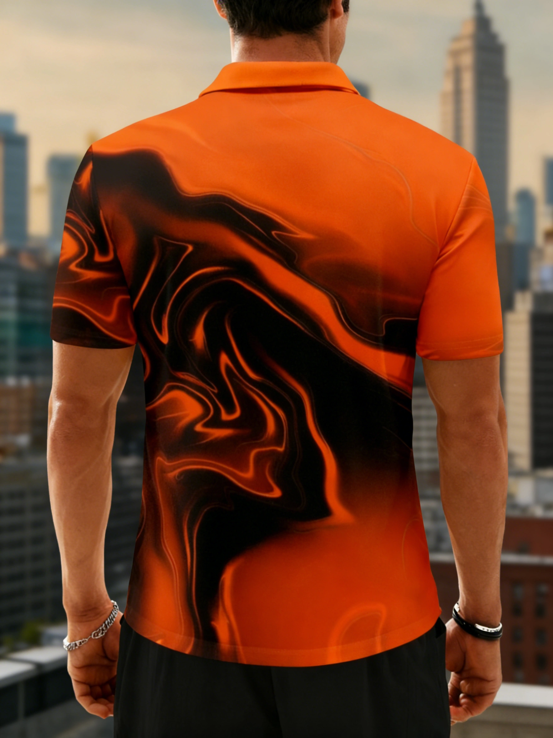 Moisture Wicking Golf Polo 3D Gradient Abstract Stripes Polo