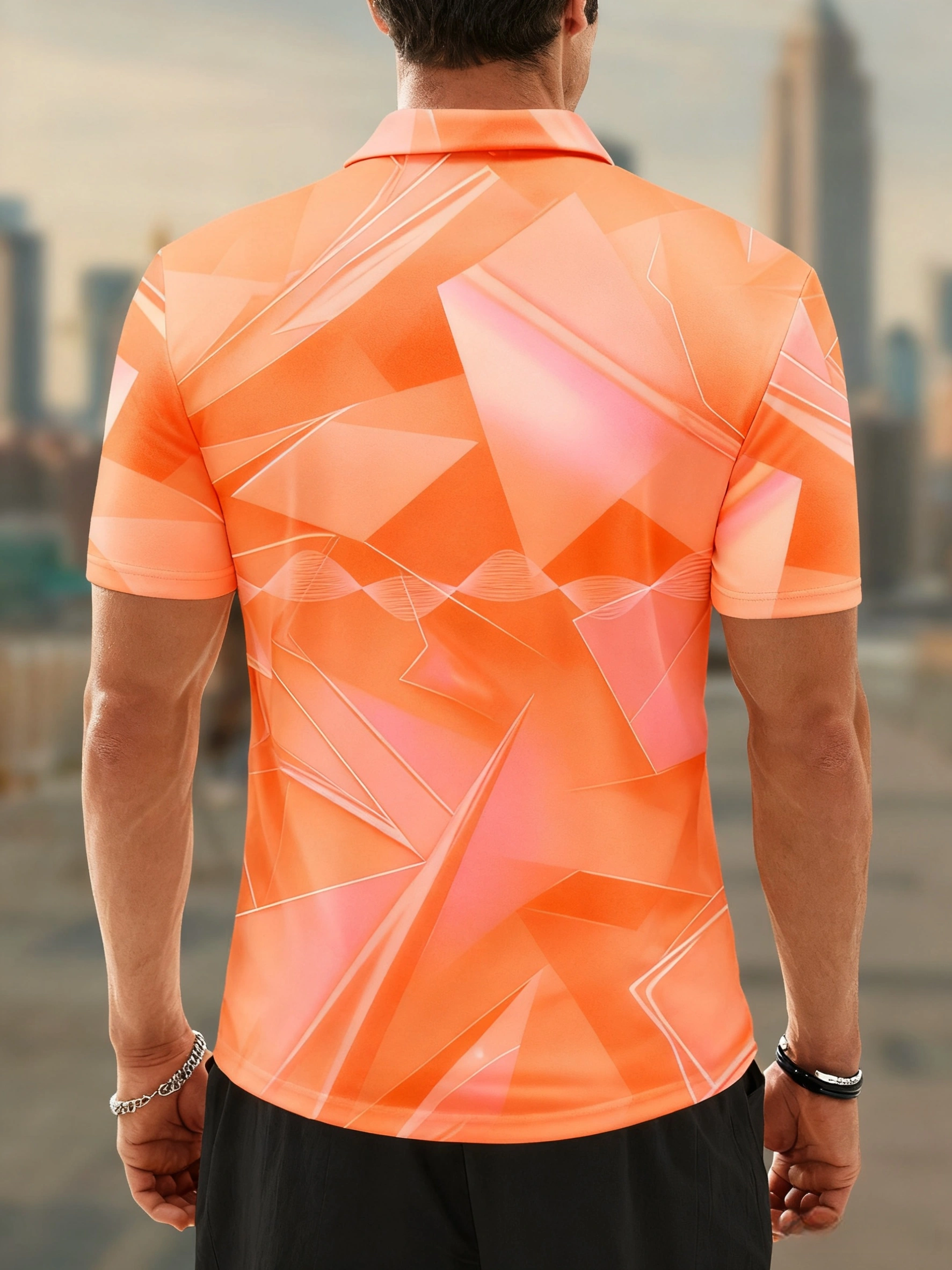 Moisture Wicking Golf Polo 3D Gradient Color Abstract Geometry Polo
