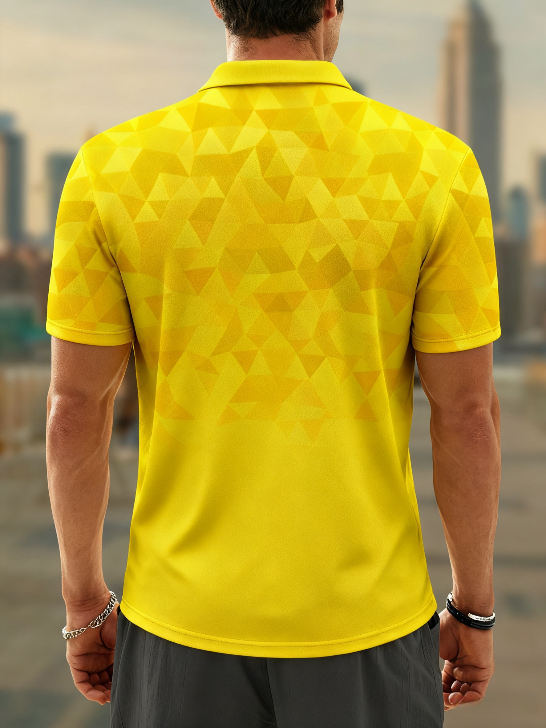 Moisture Wicking Golf Polo 3D Gradient Color Abstract Geometry