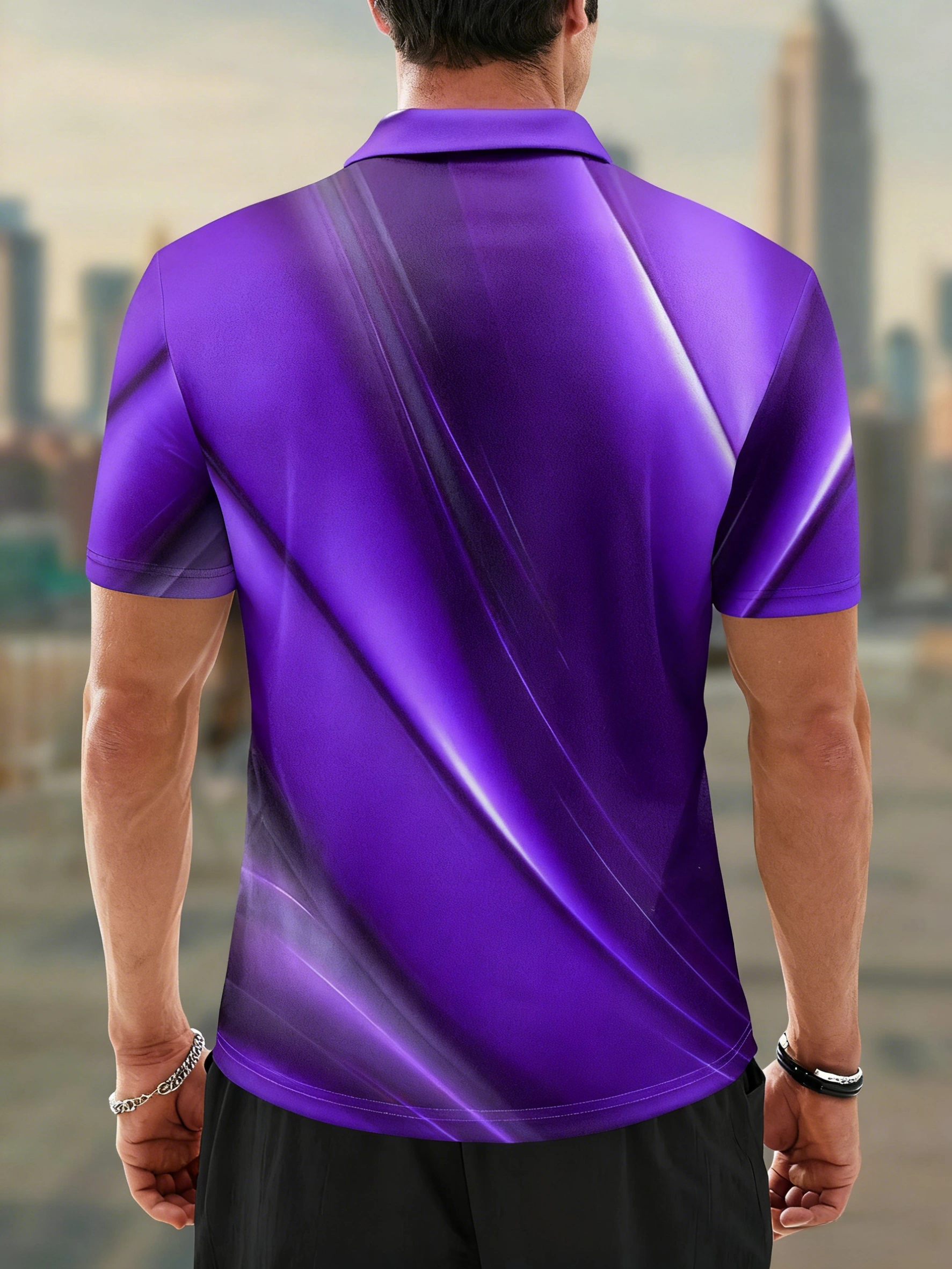 Moisture Wicking Golf Polo 3D Gradient Color Abstract Geometric Polo