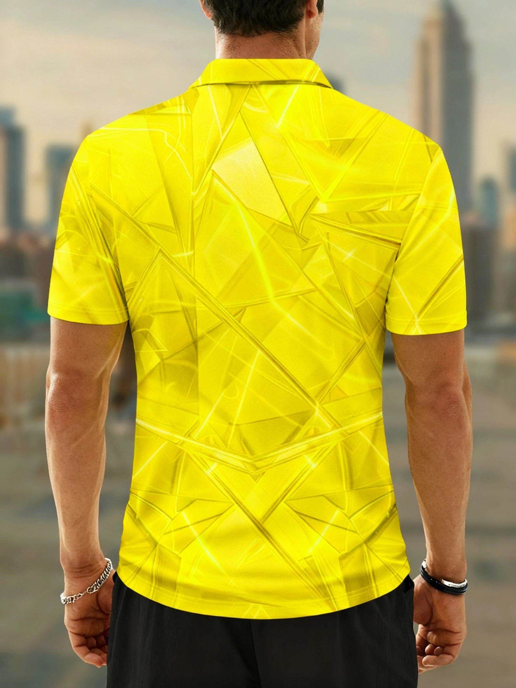 Moisture Wicking Golf Polo 3D Gradient Color Abstract Mechanical Geometry Polo