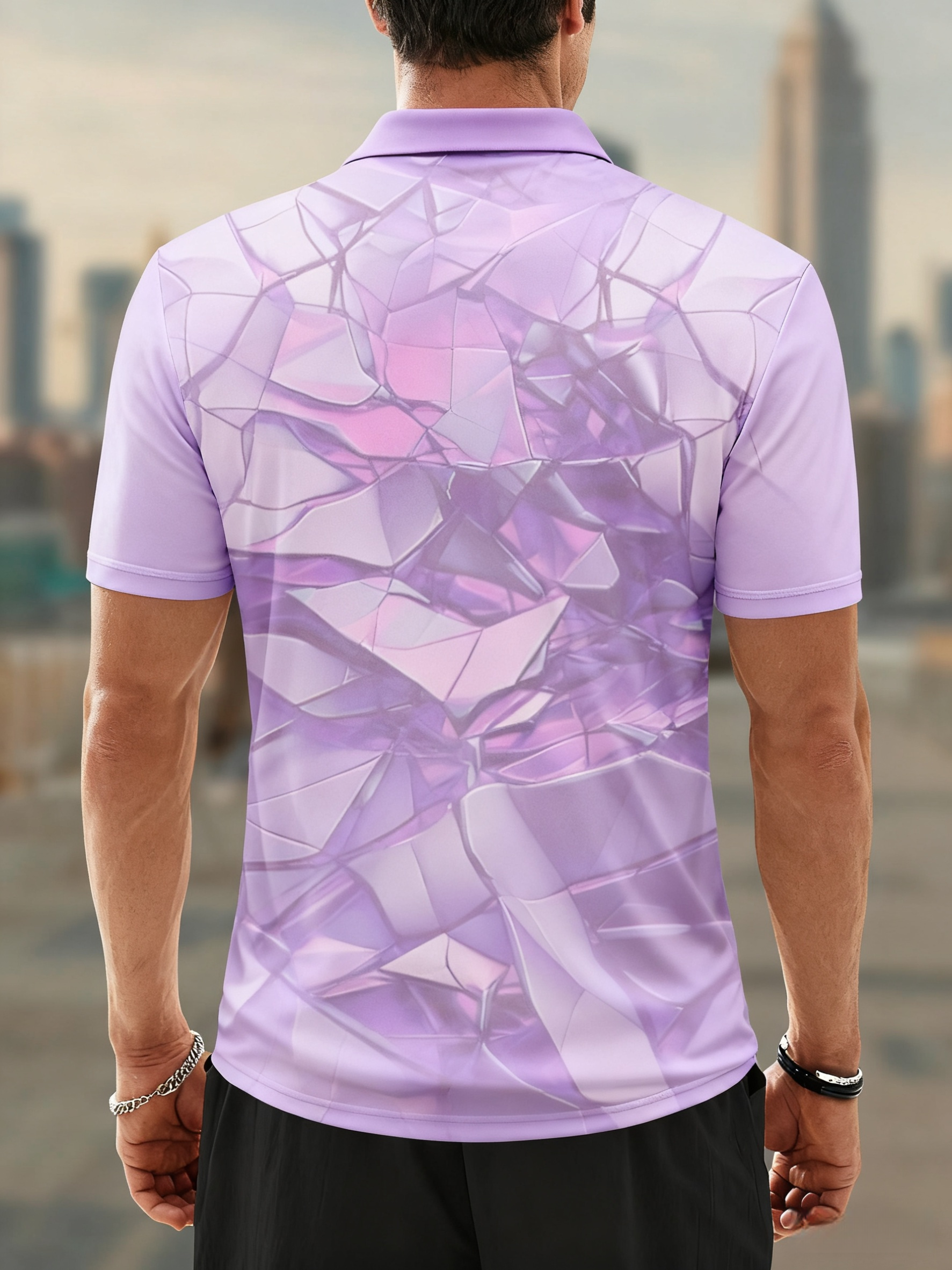 Moisture Wicking Golf Polo 3D Gradient Color Abstract Geometry Polo