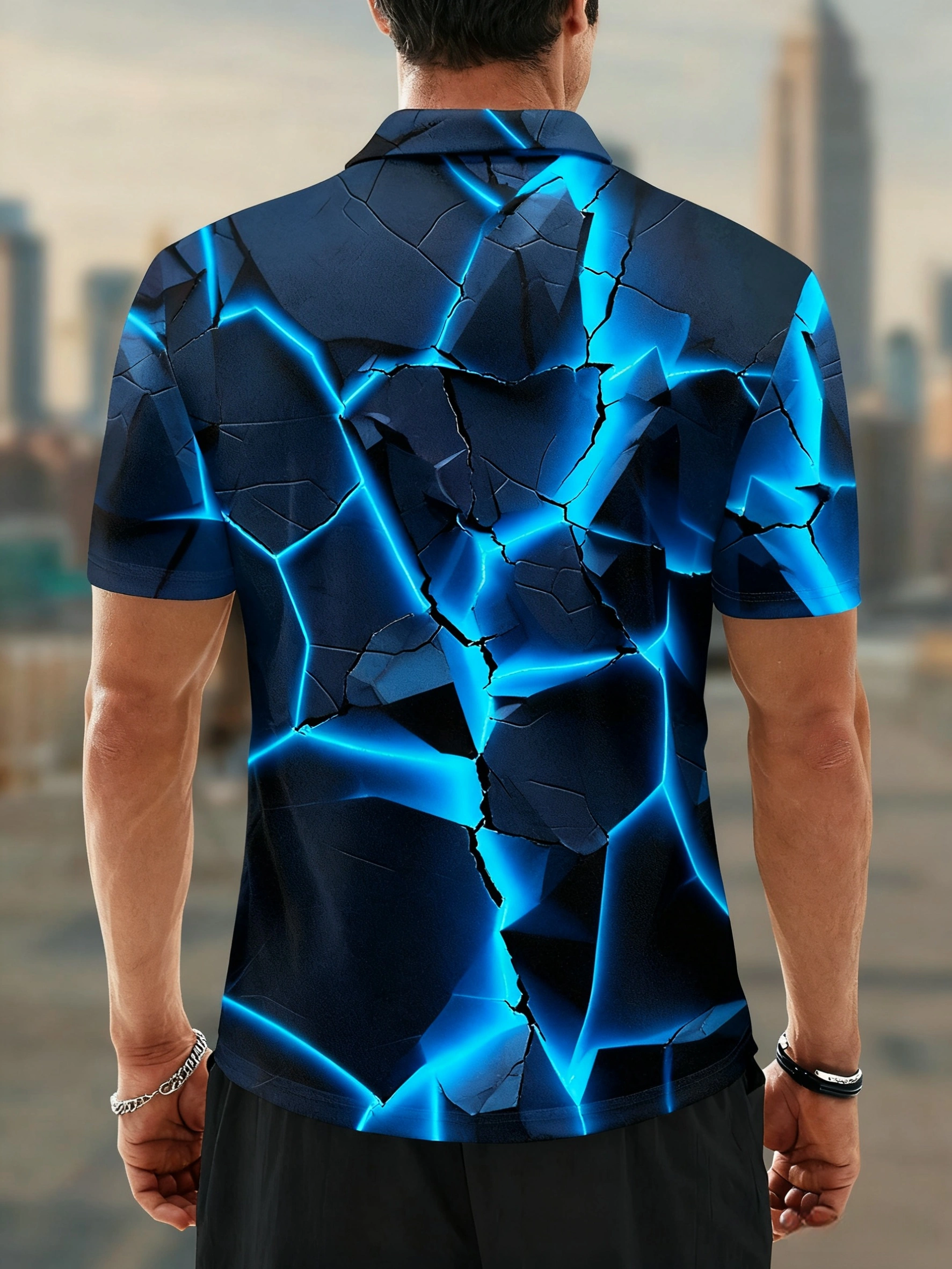 Moisture Wicking Golf Polo 3D Gradient Color Abstract Geometry