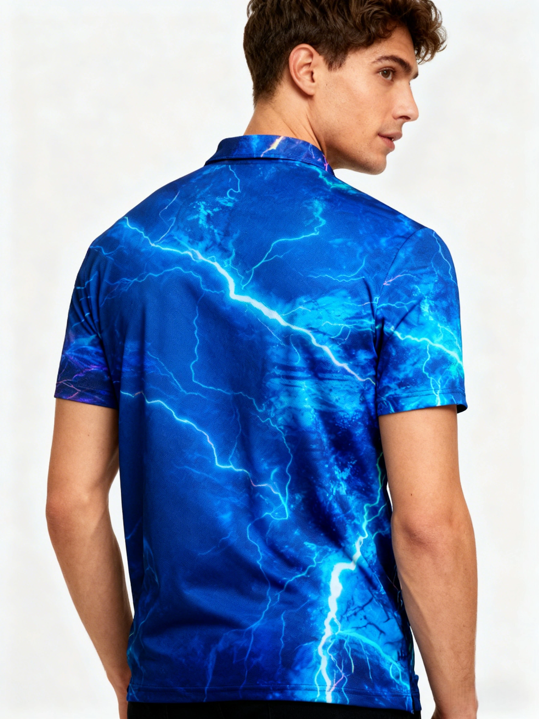 Moisture Wicking Golf Polo 3D Abstract Gradient Color Stripes Polo