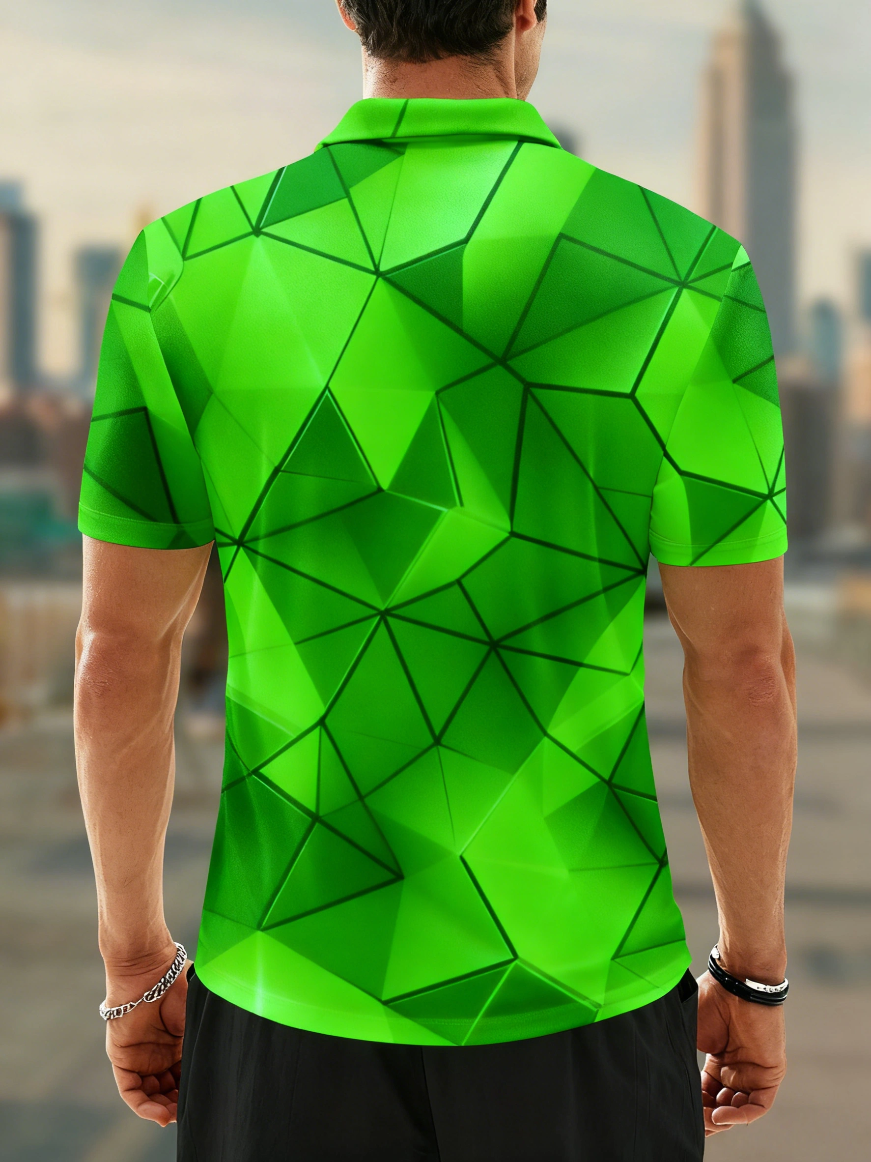 Moisture Wicking Golf Polo 3D Gradient Color Abstract Geometric Polo