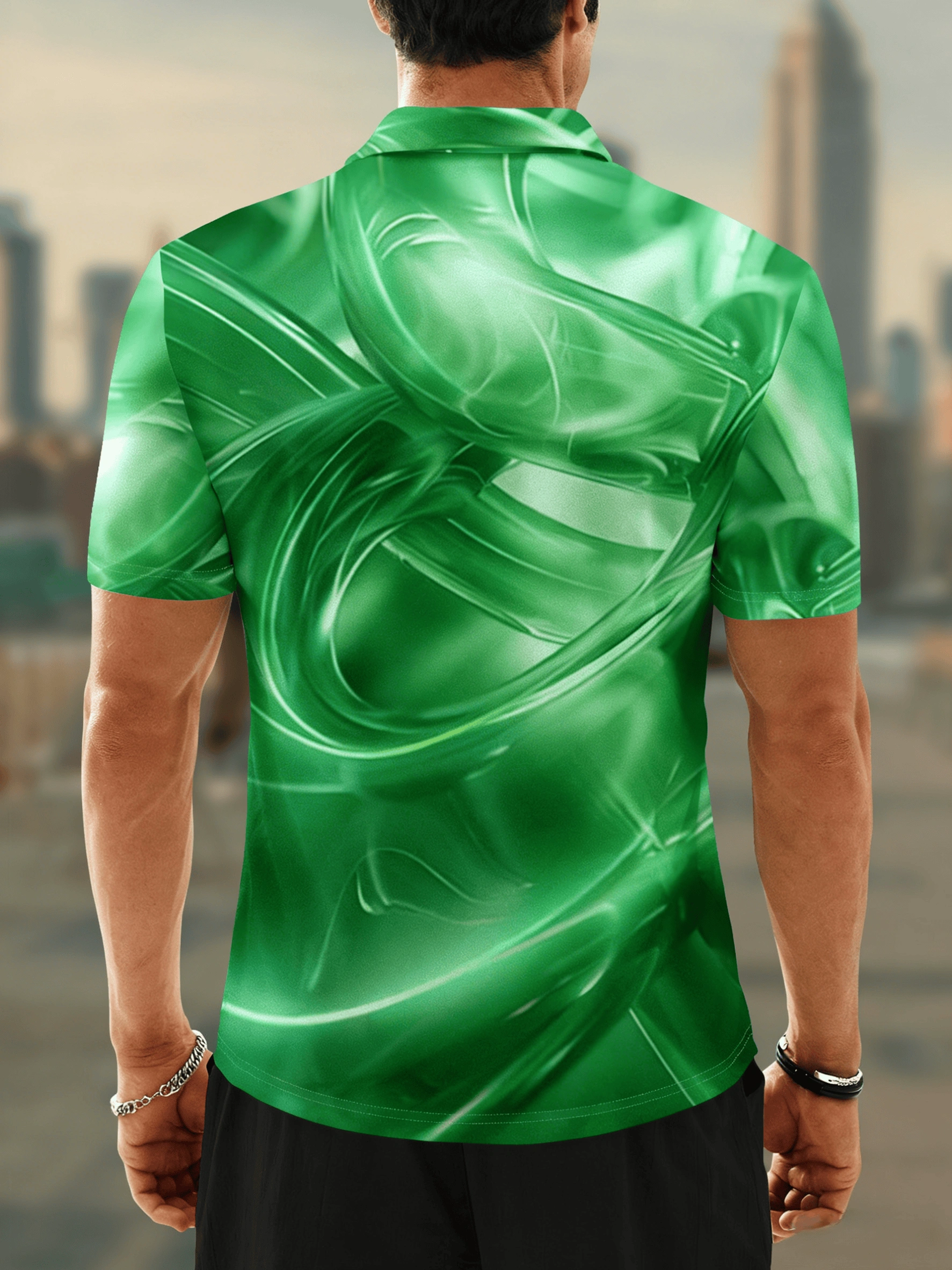 Moisture Wicking Golf Polo 3D Gradient Color Abstract Stripes