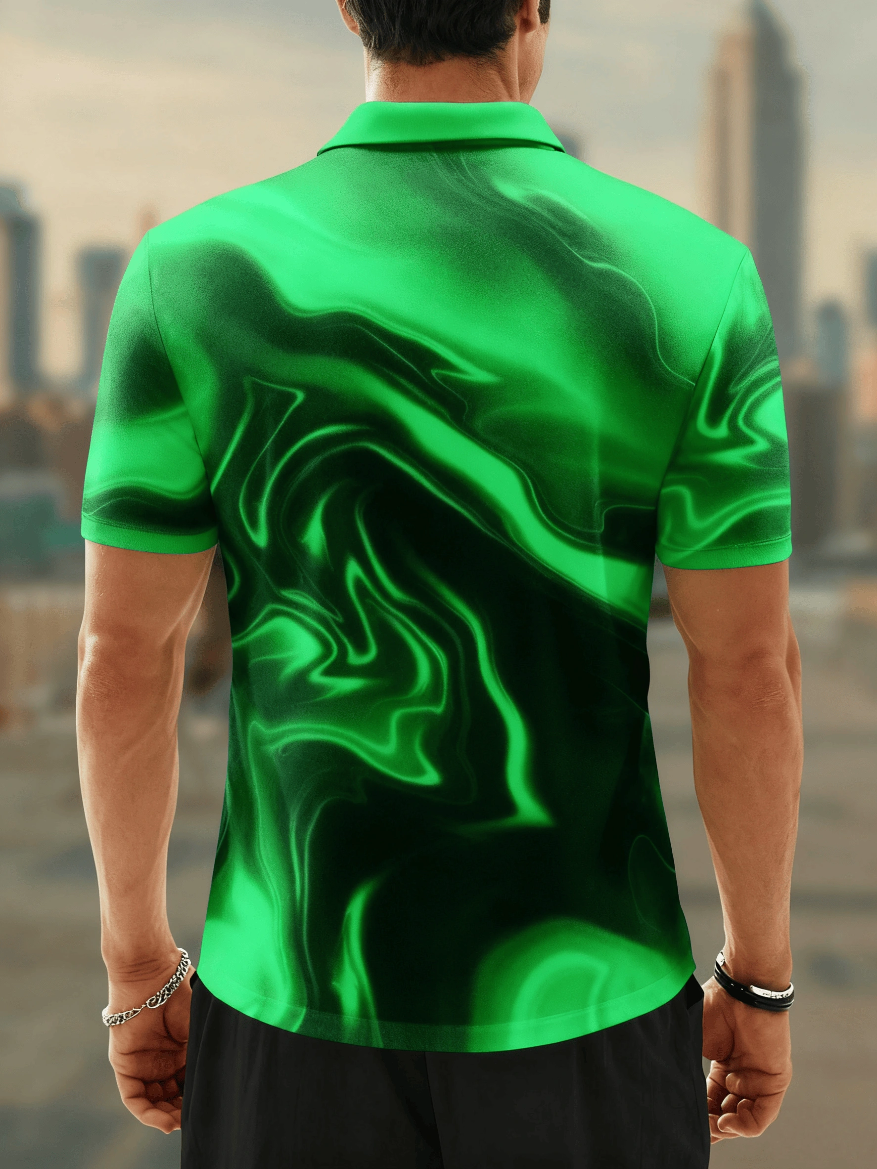 Moisture Wicking Golf Polo 3D Gradient Abstract Stripes Polo